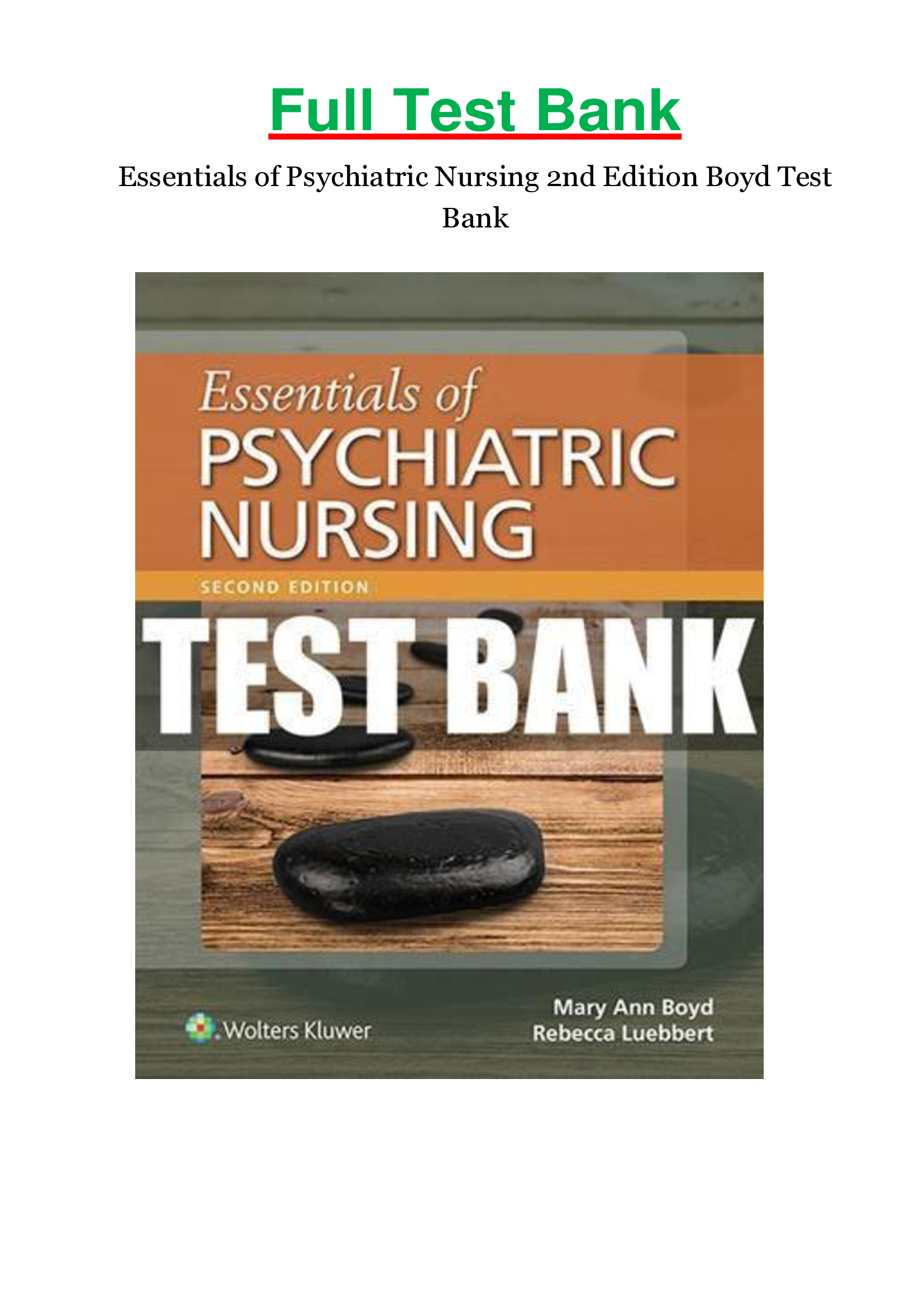 Essentials of Psychiatric Nursing 2nd Edition Boyd Test Bank