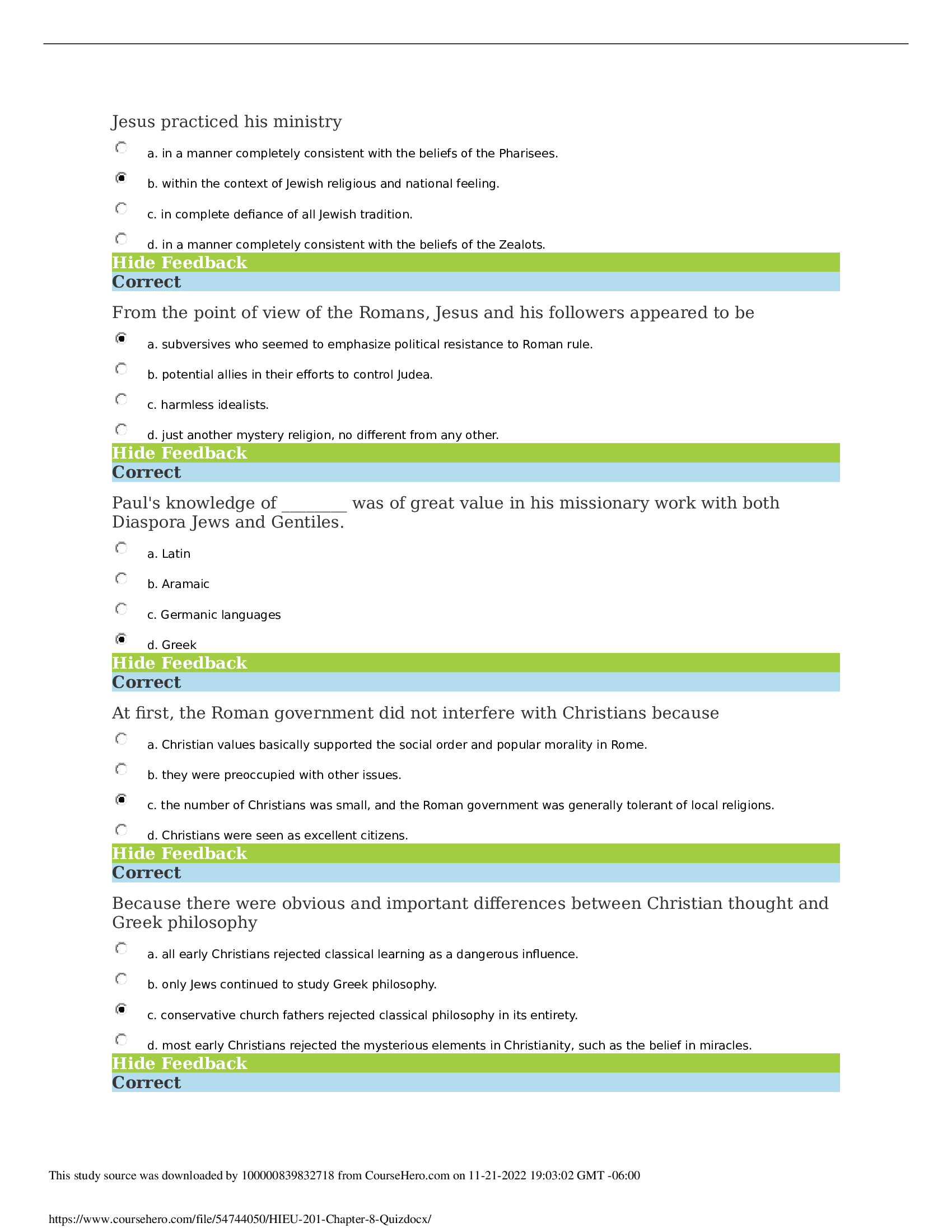 HIEU 201 Chapter 8 Answered