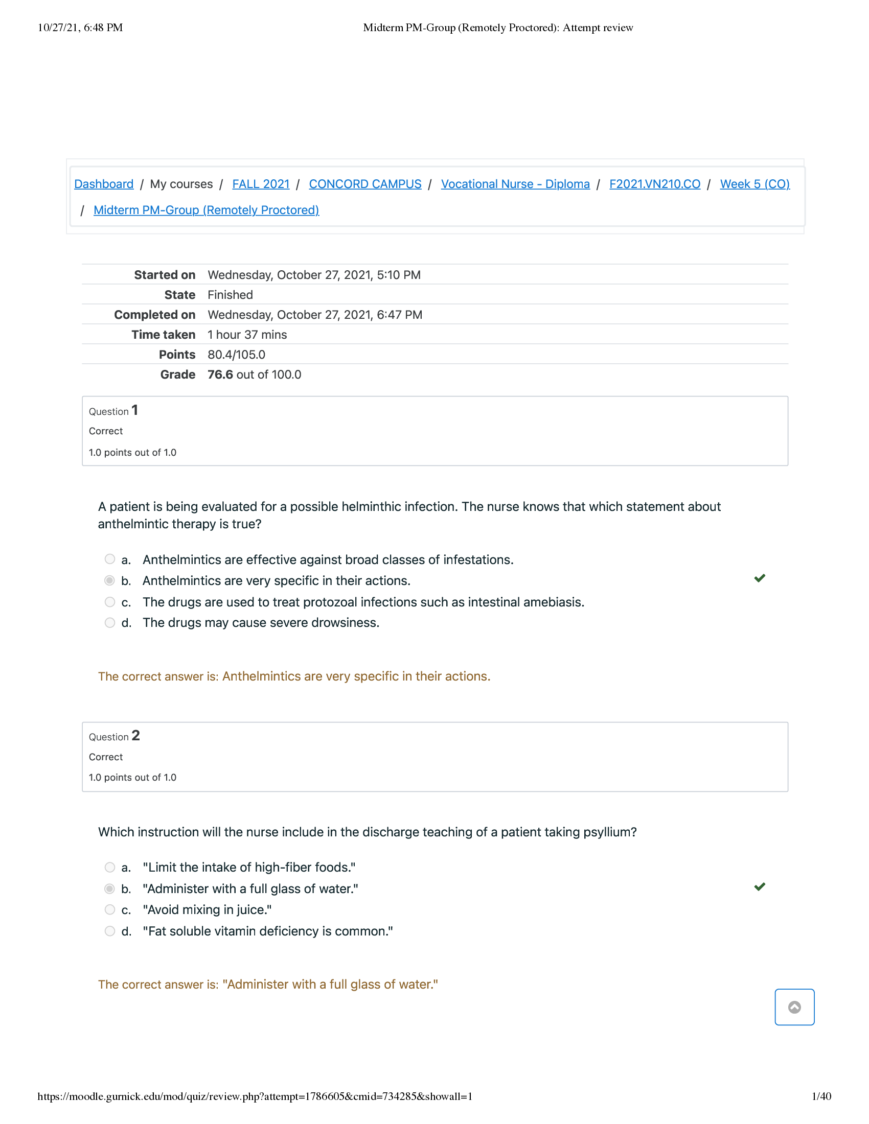 VN 210 PM-GROUP Midterm proctored Exam 2023 (Answered)