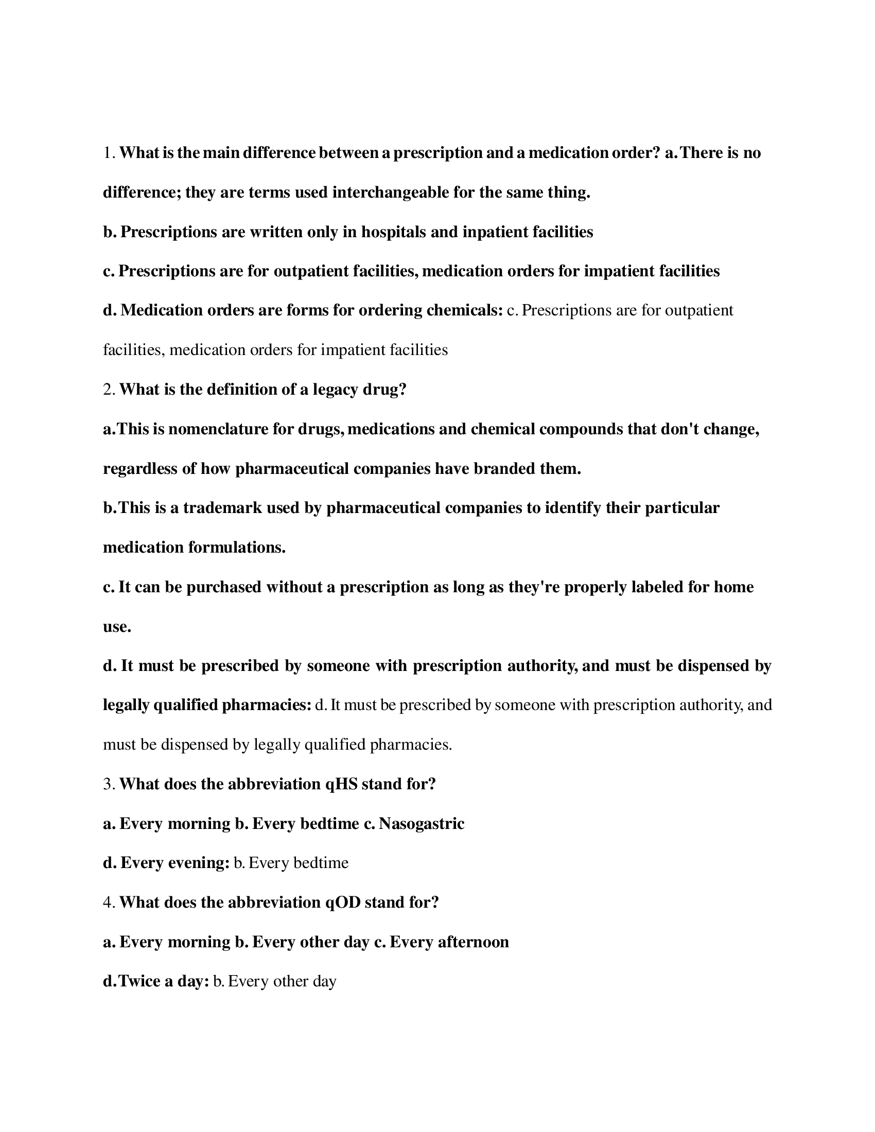 PTCB Final Exam Questions and Answers 2024