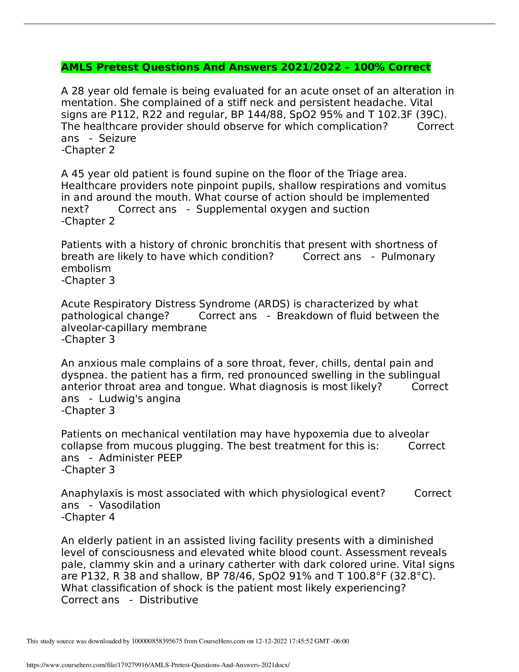 AMLS Pretest questions and answers (all correct) 2021.2022.