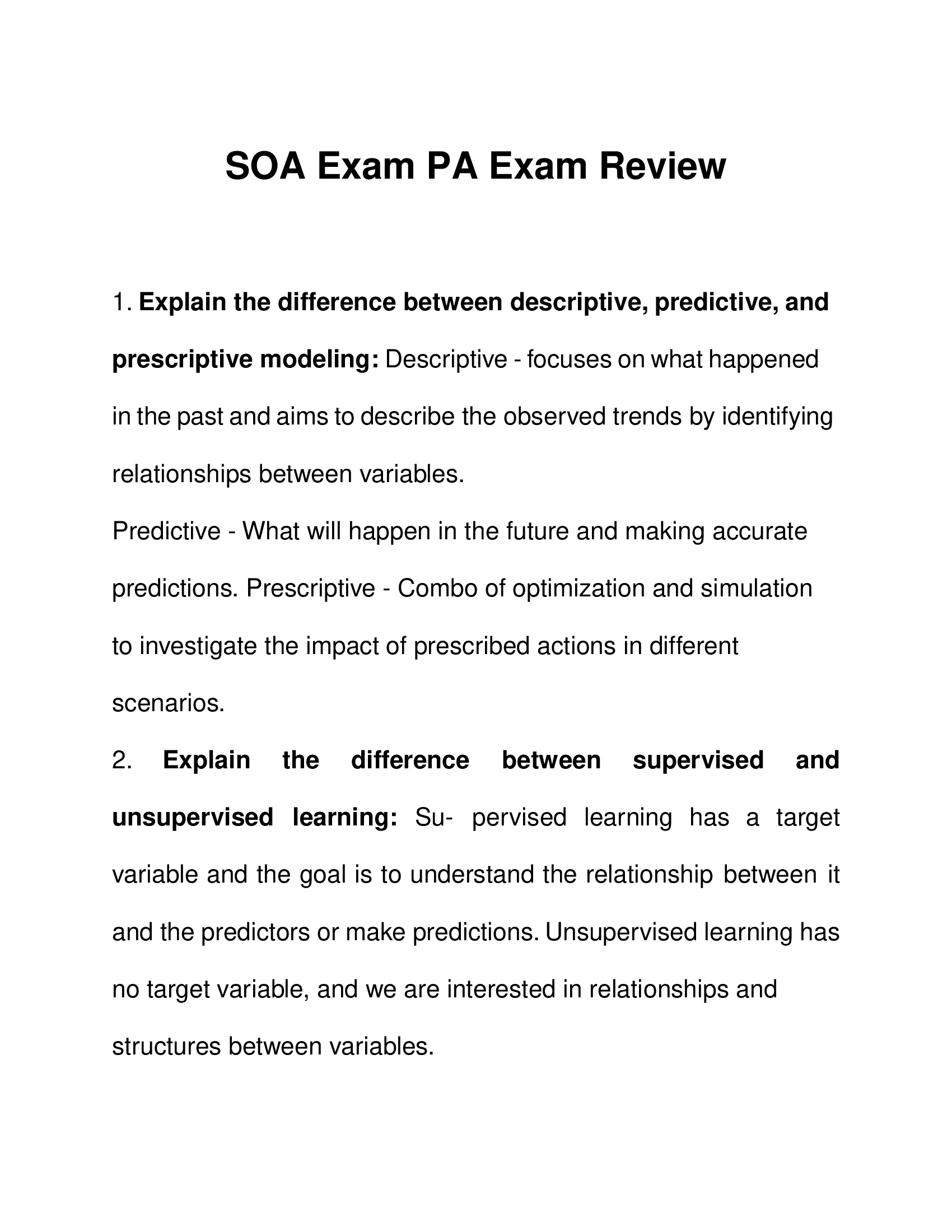 SOA Exam PA Exam Review