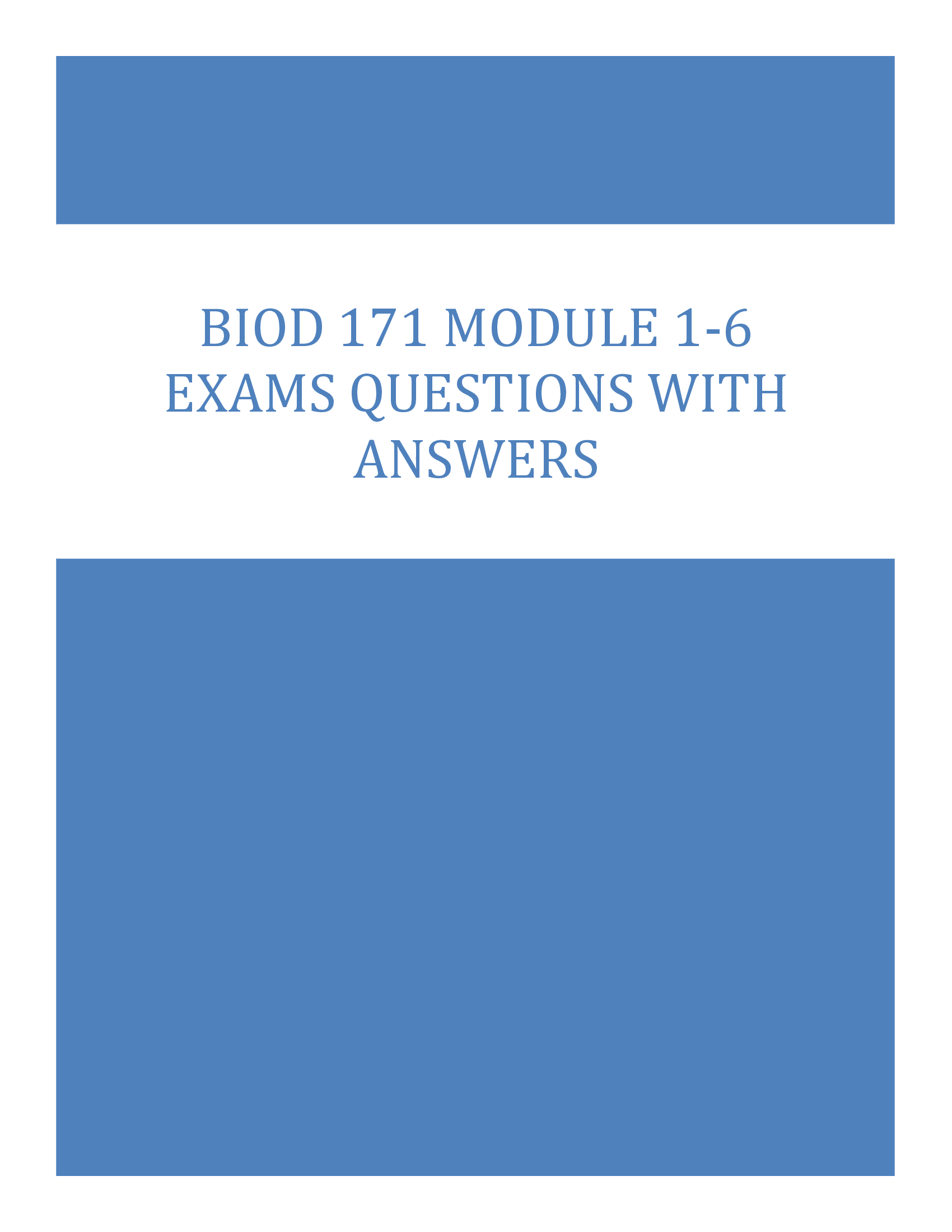 BIOD 171 Module 1-6 Exams Questions With Answers