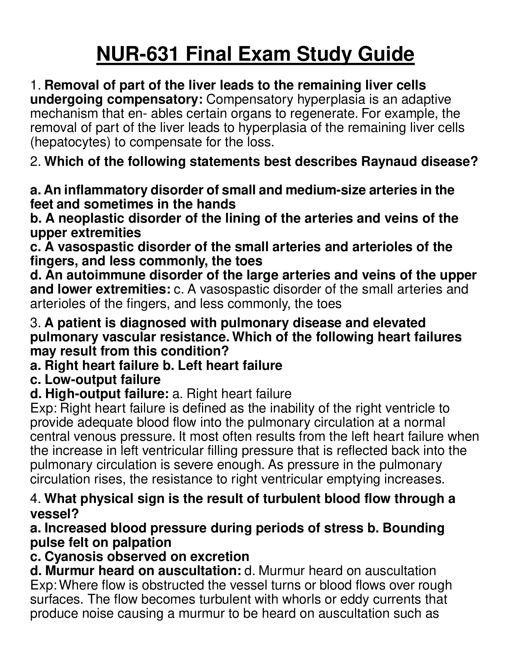 NUR-631 Final Exam Study Guide (Download to pass)