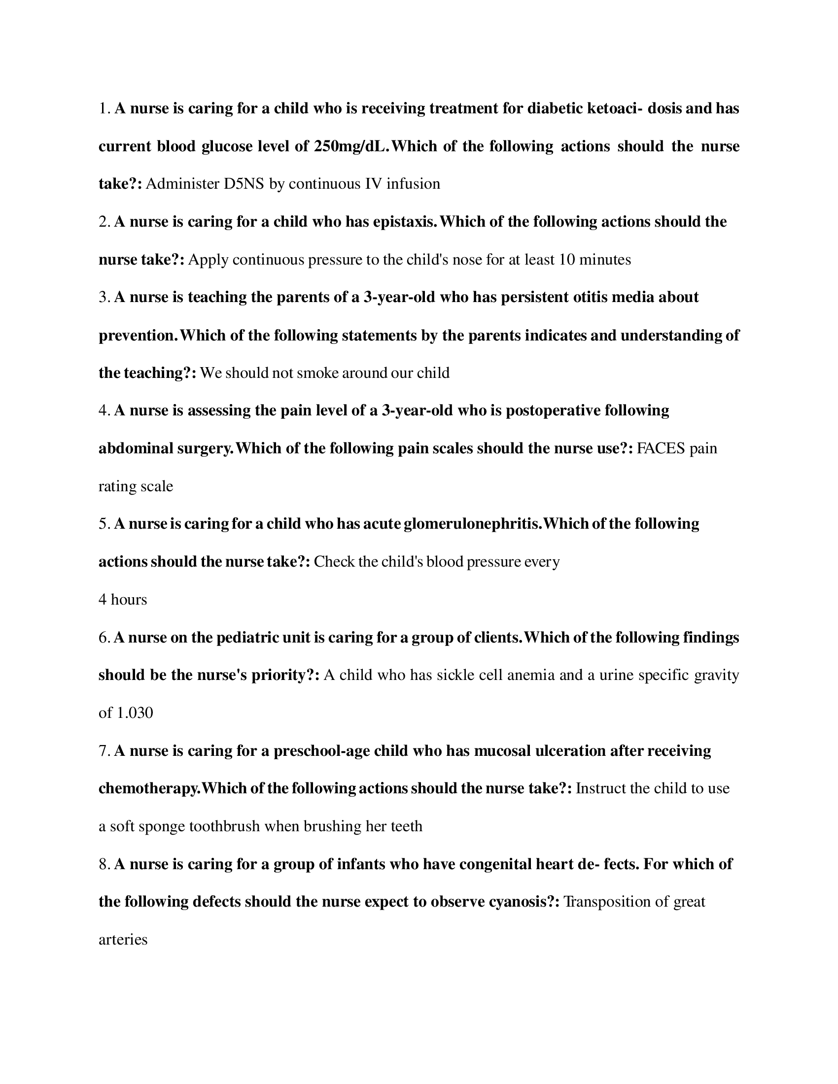 Nursing Care of Children Final ATI Questions and Answers 2024