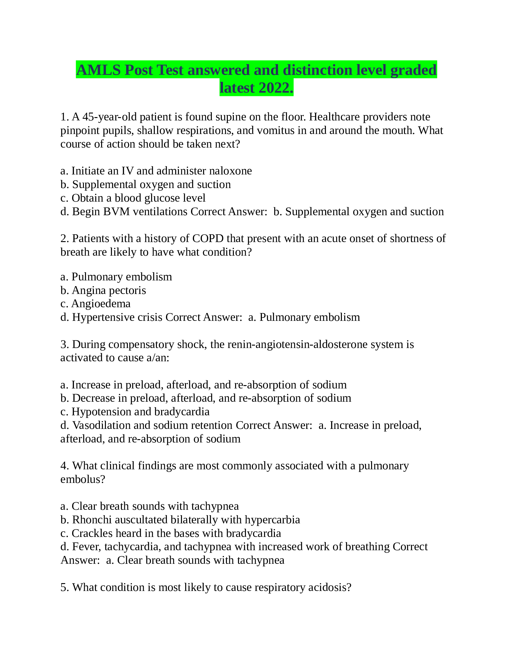 AMLS Post Test answered and distinction level graded latest 2022