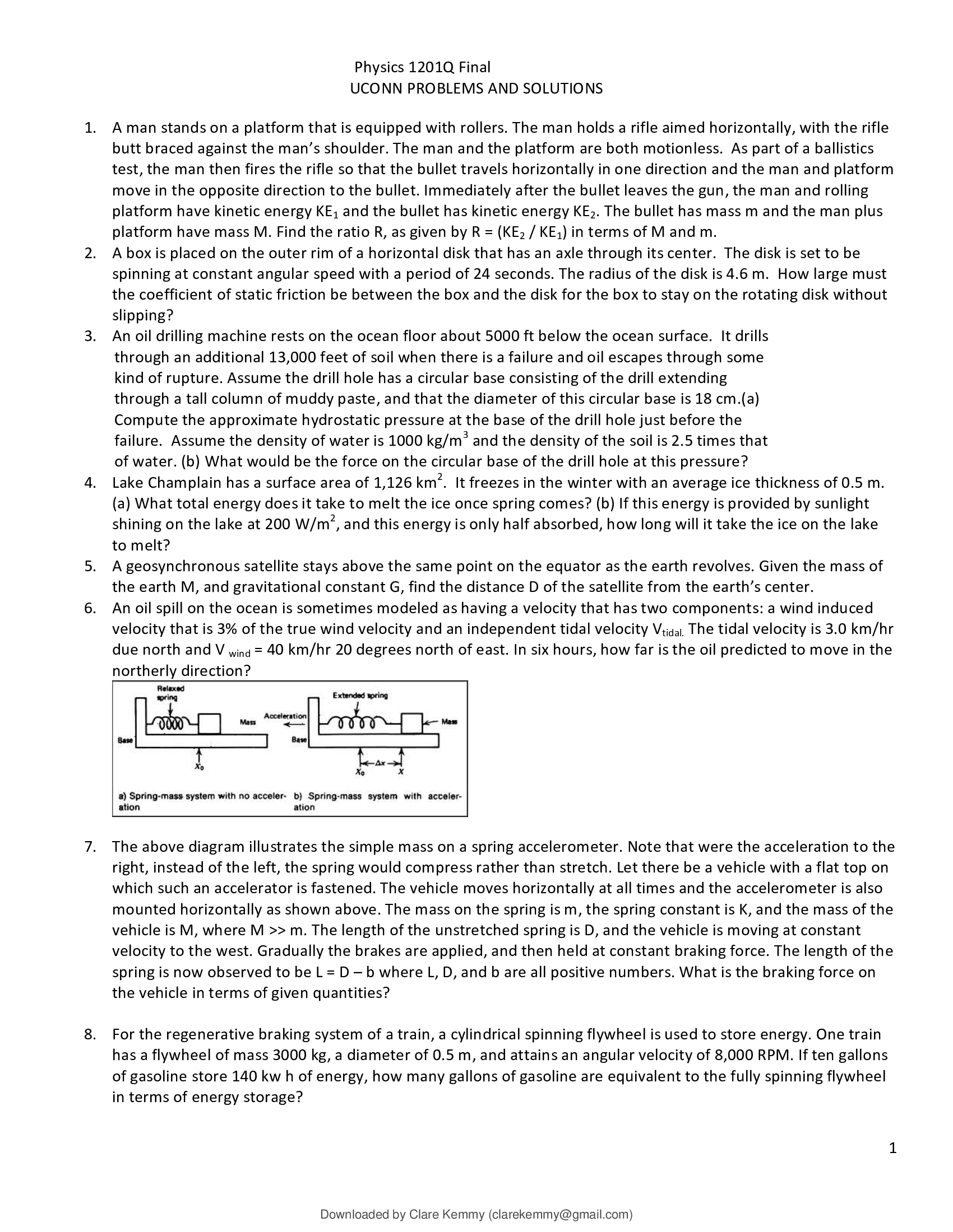 Physics1201Q Final Exam Questions