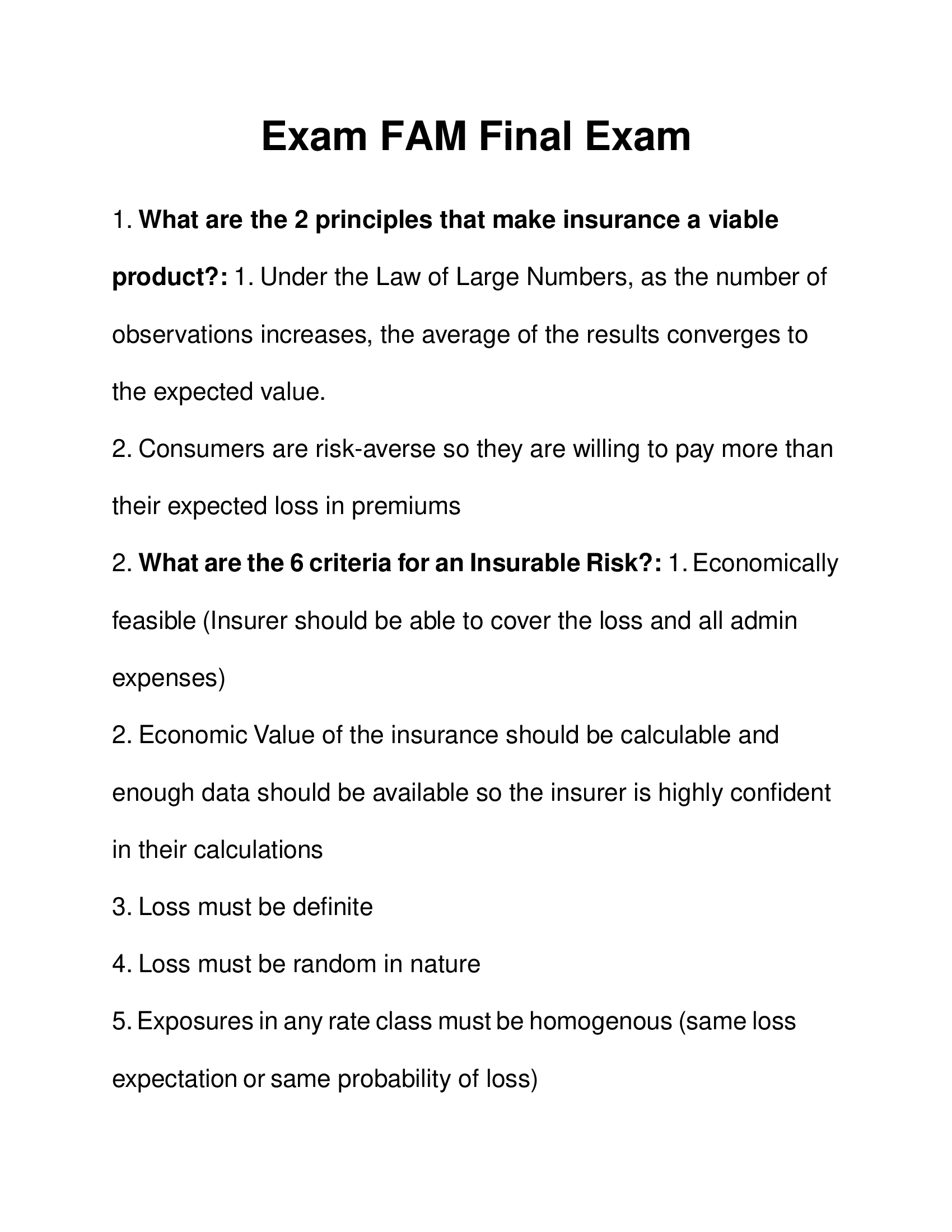 Exam FAM Final Exam 2024