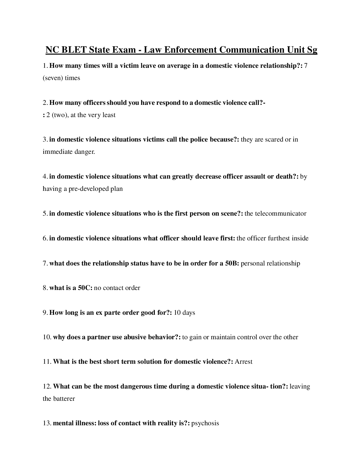 NC BLET Law Enforcement Communication Study Guide | 2026 State Exam Prep | NCJA Unit Review