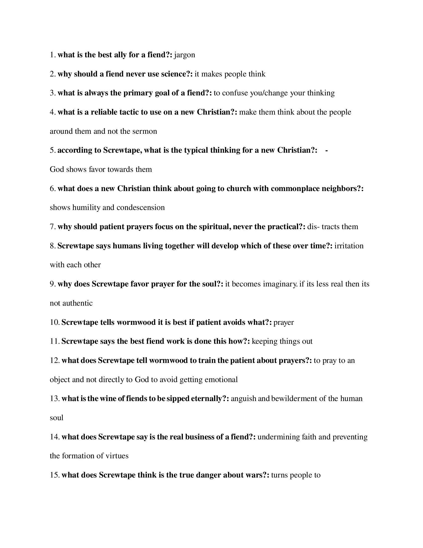 Screwtape Letters Study Guide