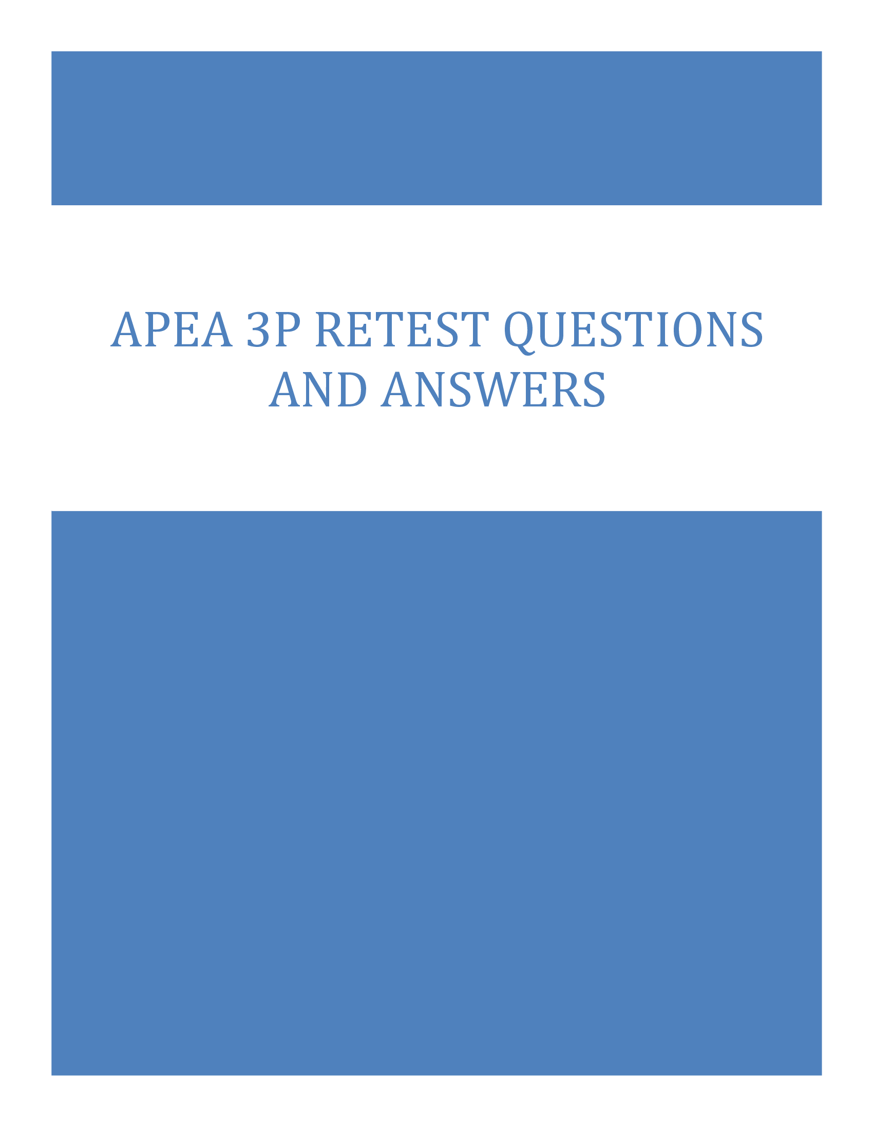 APEA 3P Retest Questions and Answers 2022