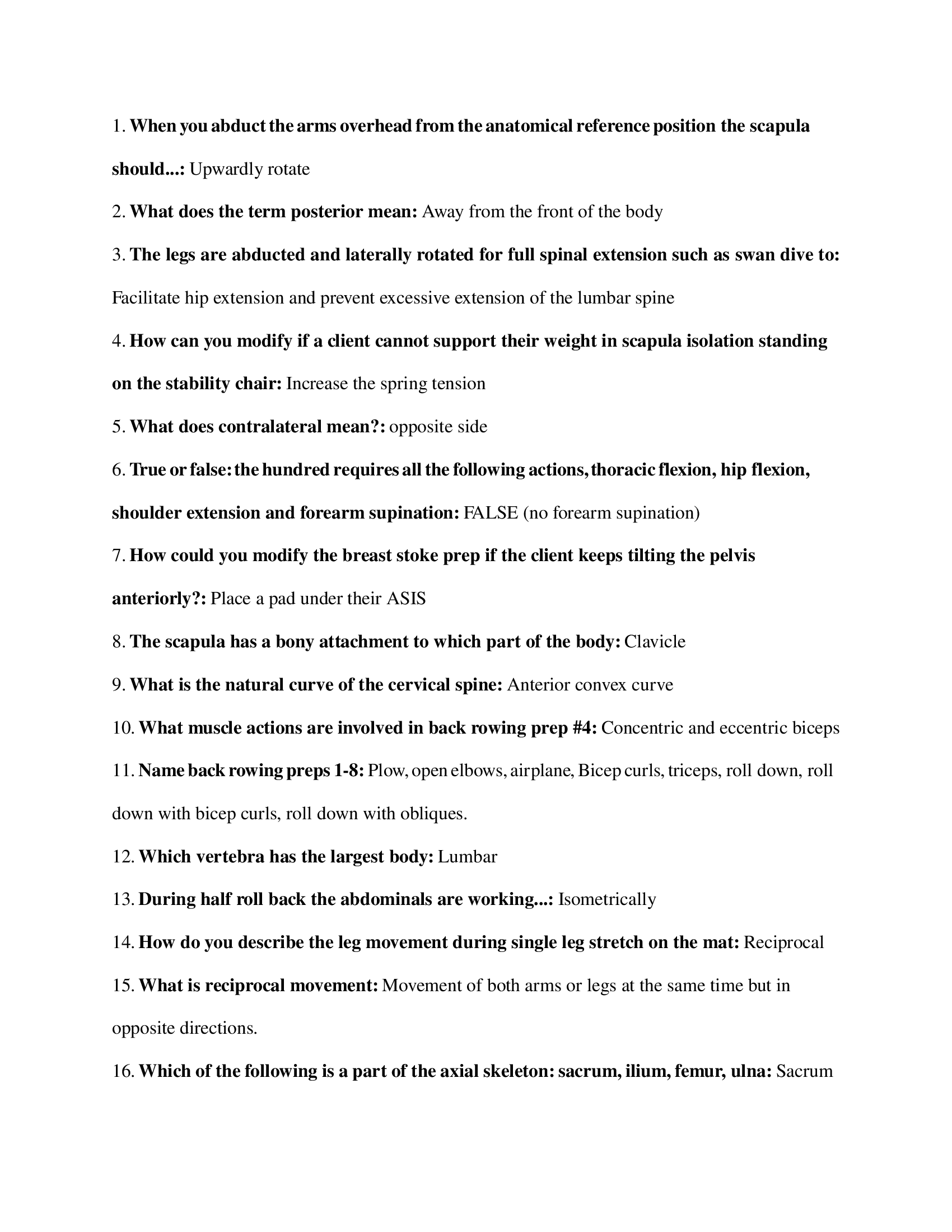 Stott pilates written exam Study Guide 2024