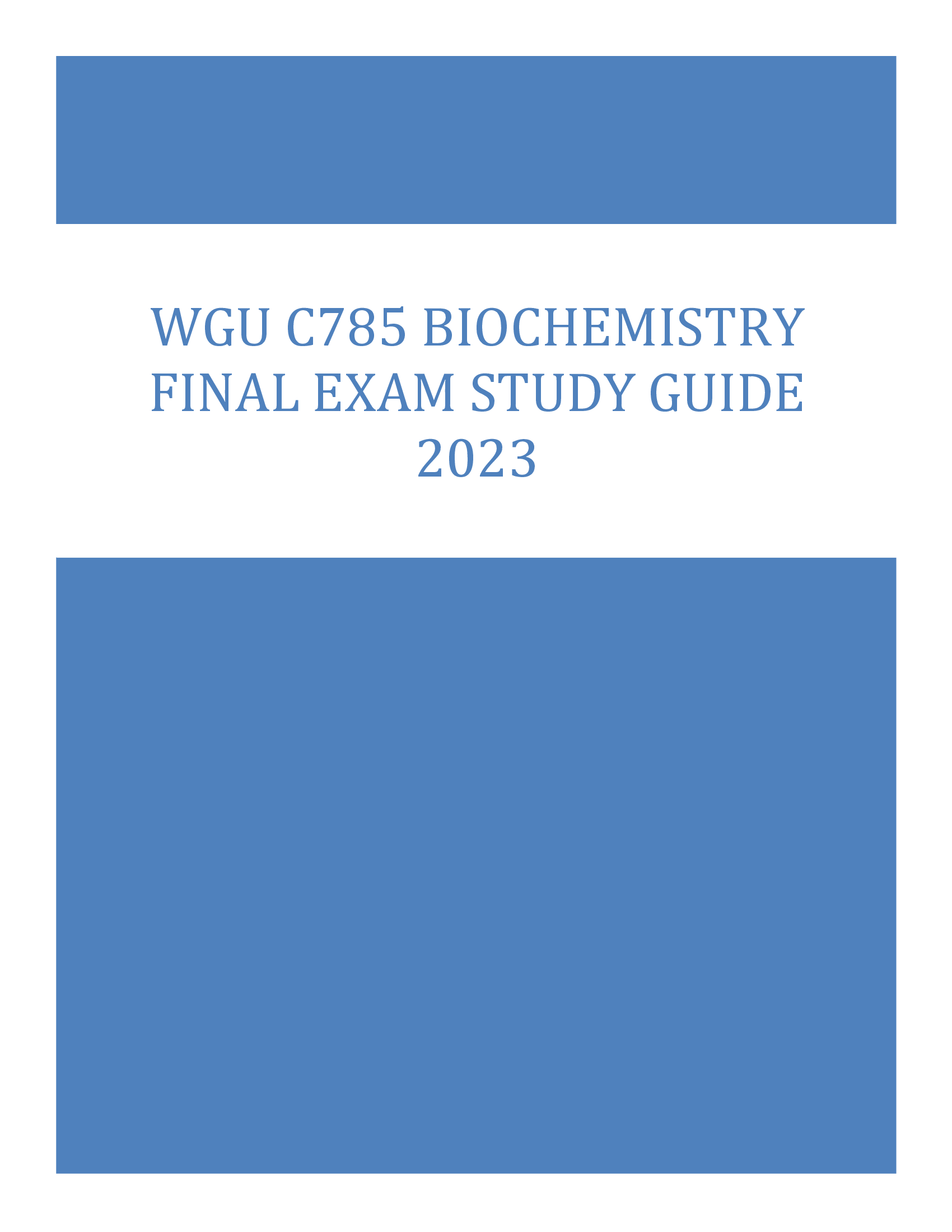 WGU C785 Biochemistry Final Exam Study Guide 2023