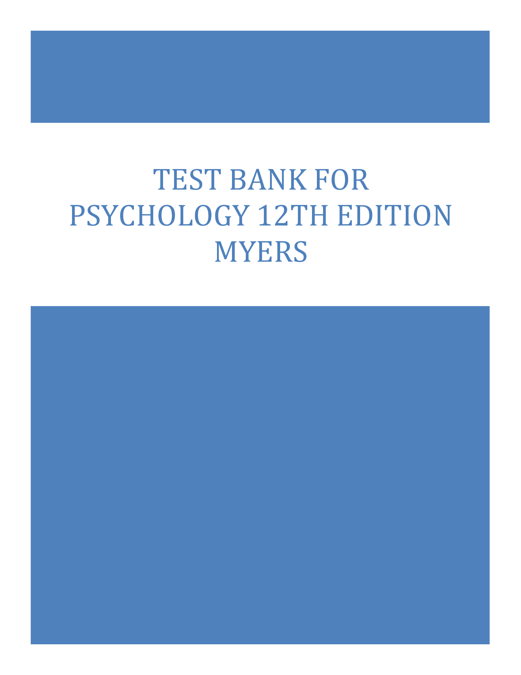 Test Bank for Psychology 12th Edition Myers