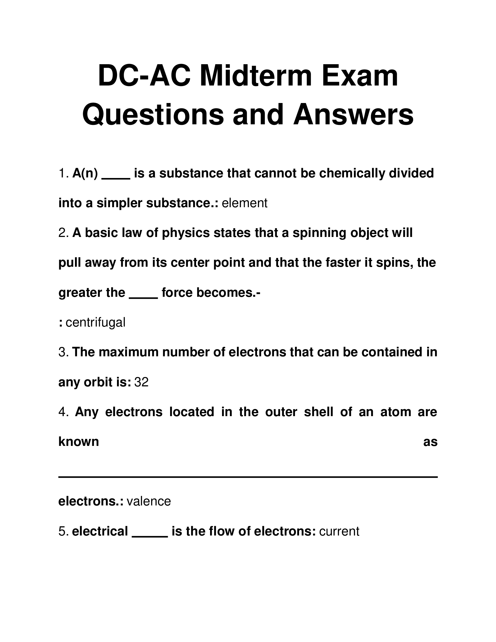DC-AC Midterm Exam Questions and Answers 2024