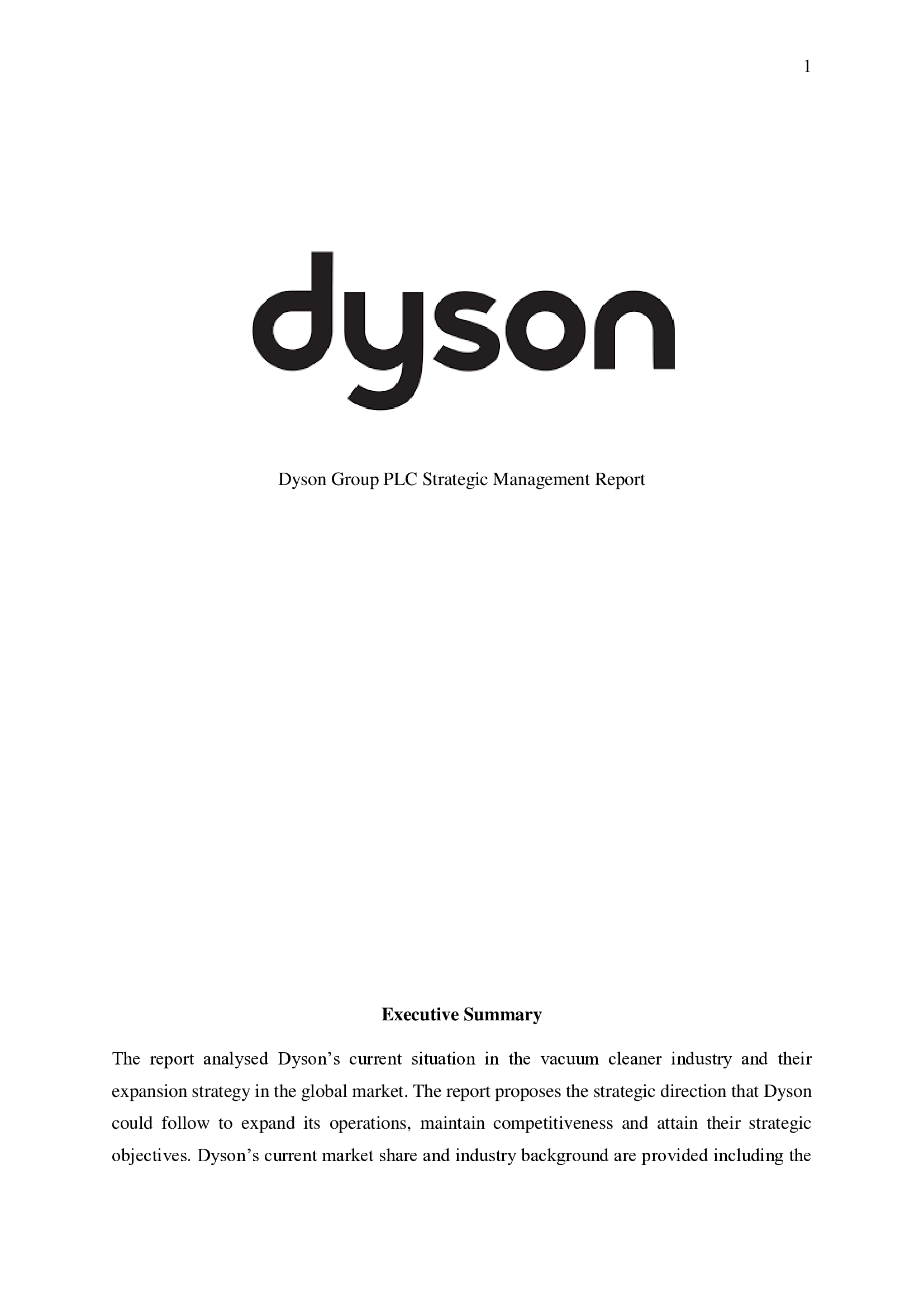 Dyson Strategic Management Report