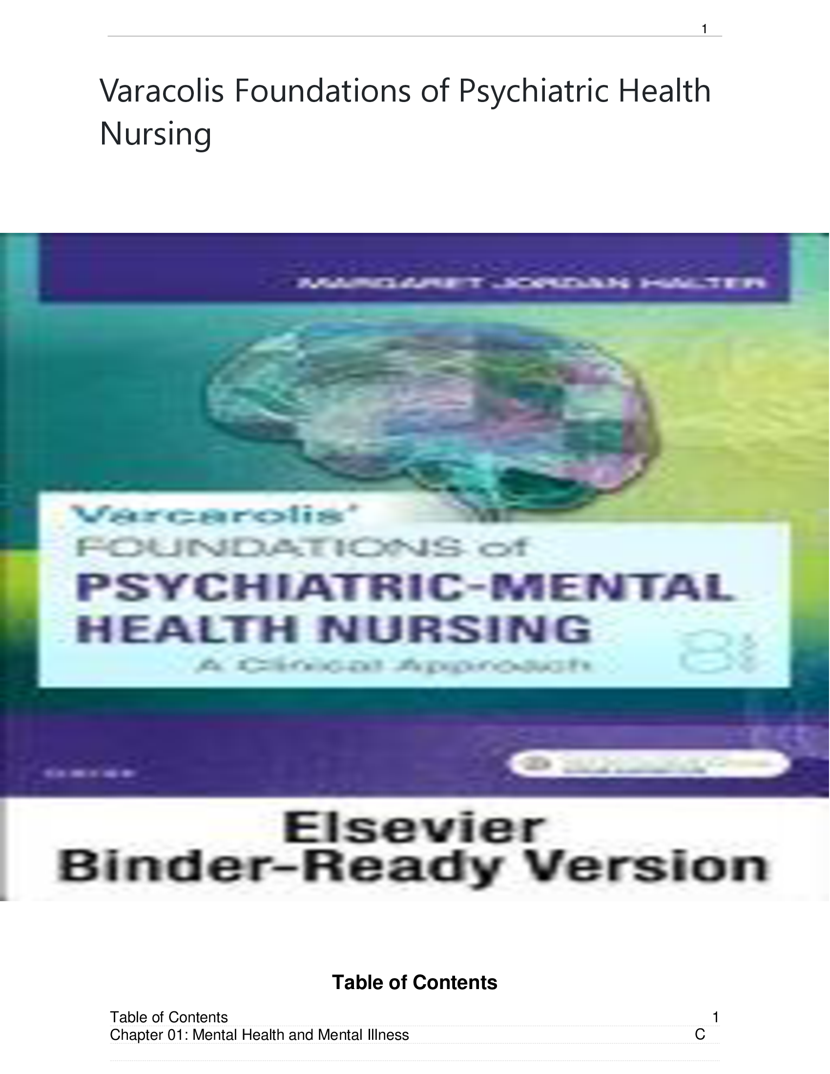 Varacolis Foundations of Psychiatric Health  Nursing