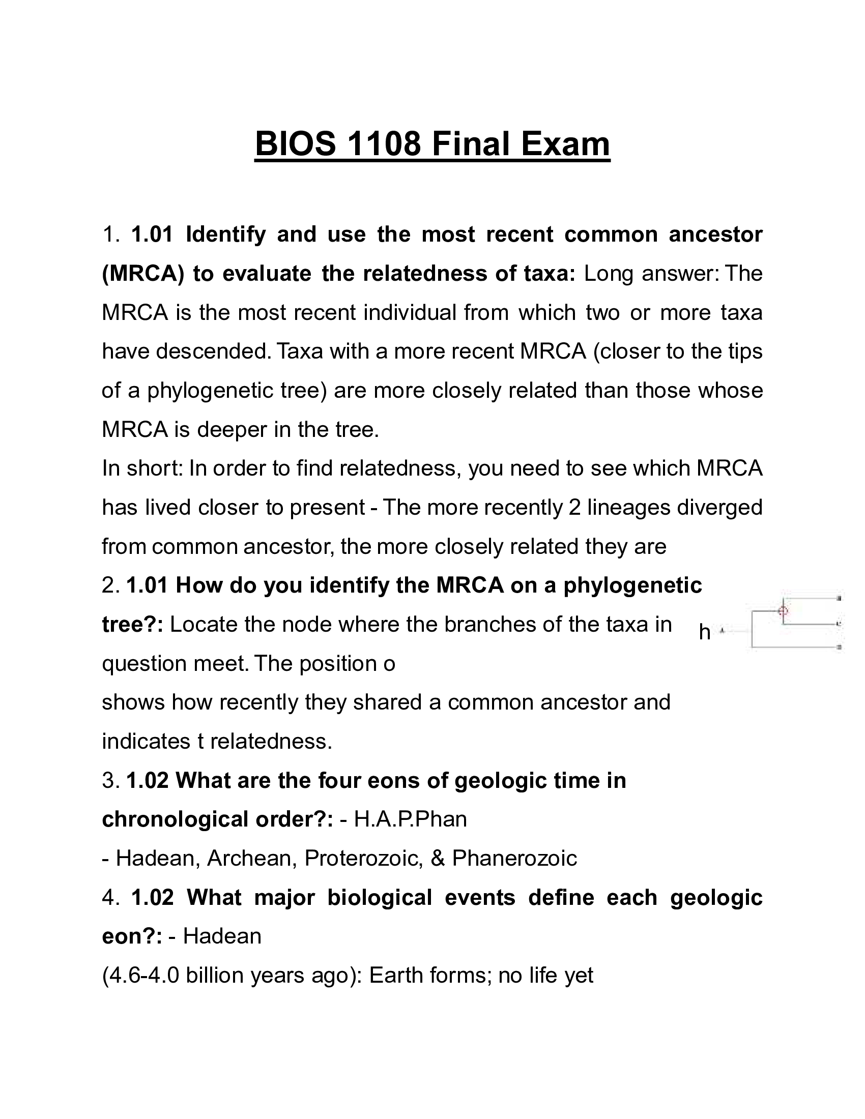 BIOS 1108 Final Exam  Questions and Answers 2026