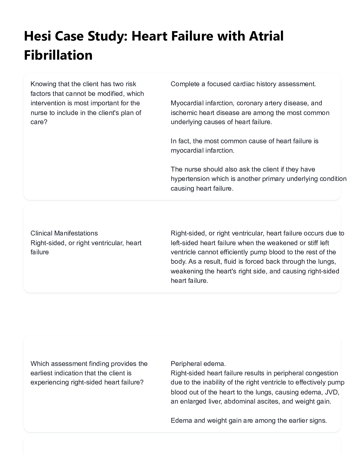 HESI Case Study: Heart Failure with Atrial Fibrillation | Verified 2026 Answers & Rationales