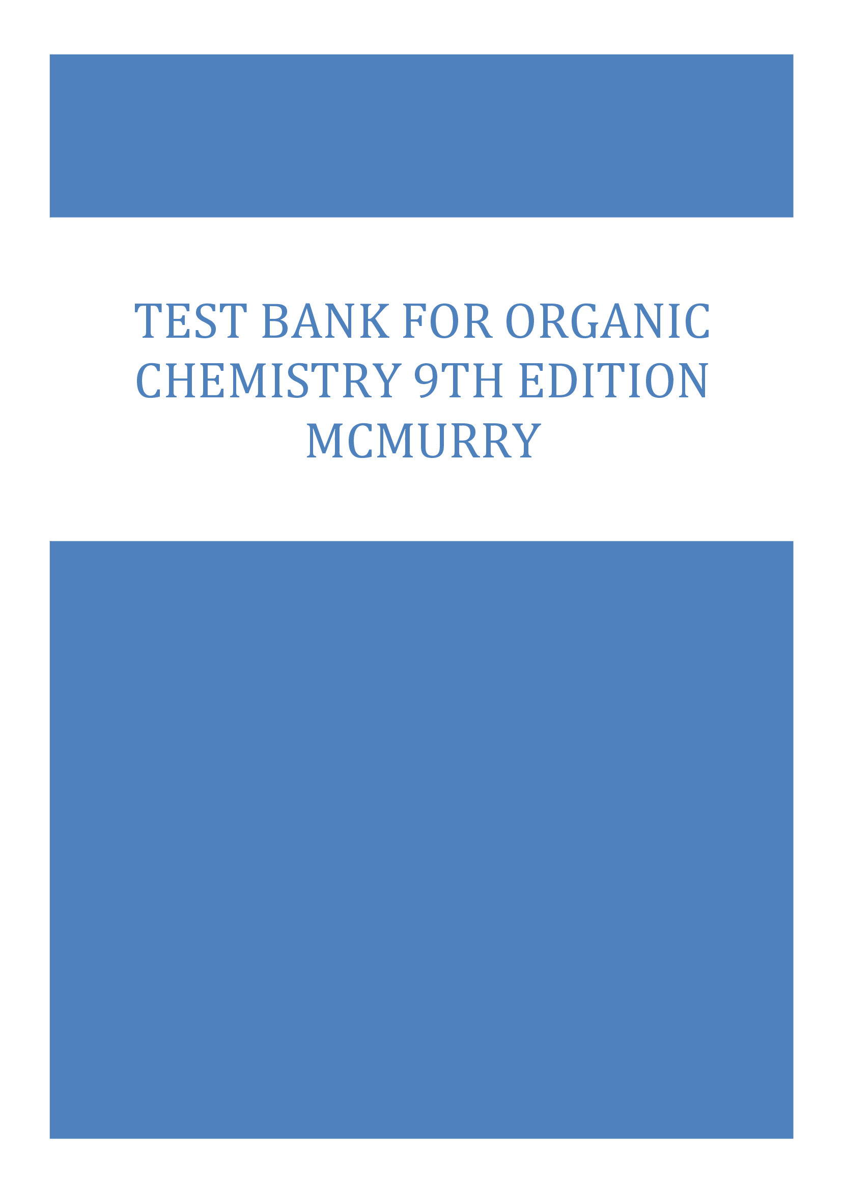 Test Bank for Organic Chemistry 9th Edition McMurry