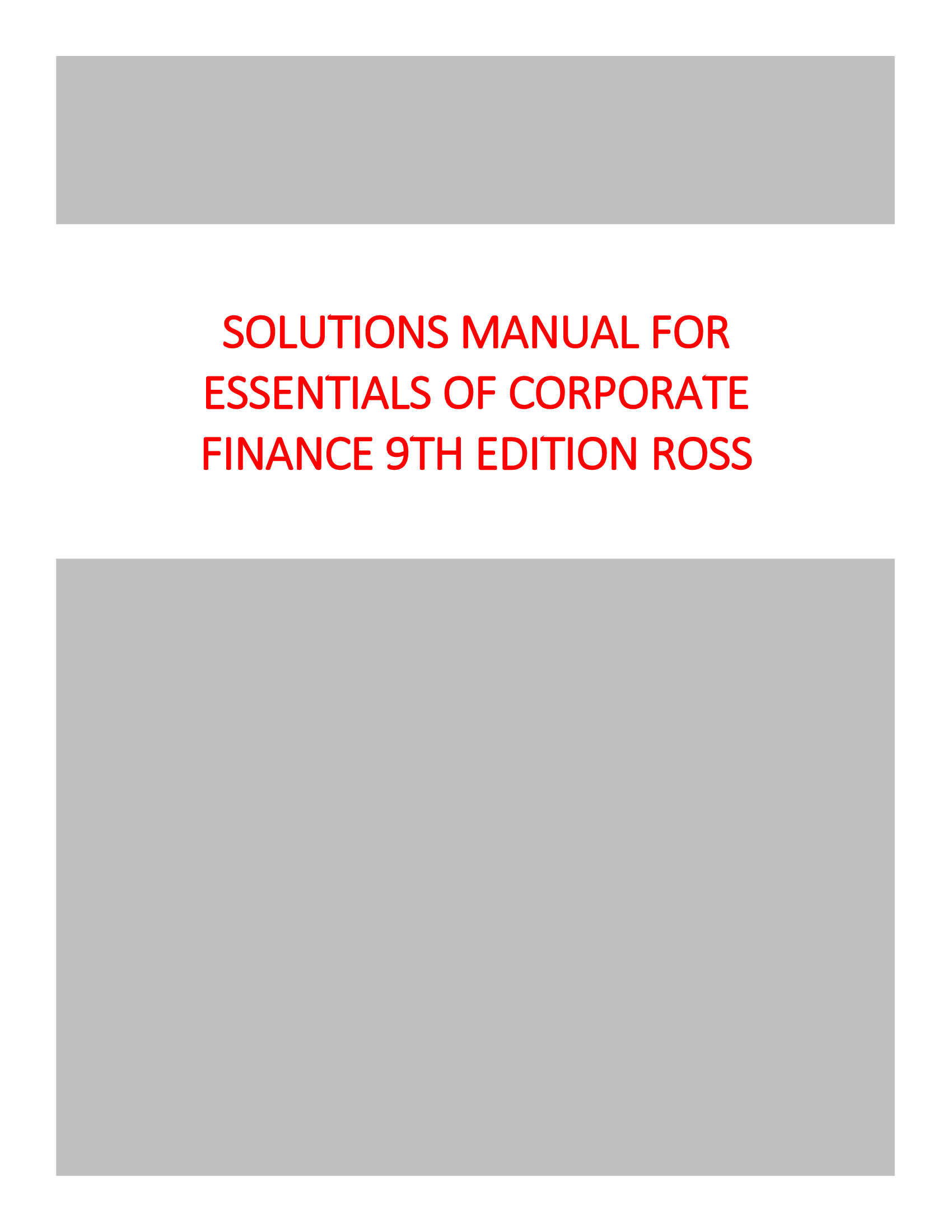 Essentials of Corporate Finance solution manual Ross 9ed