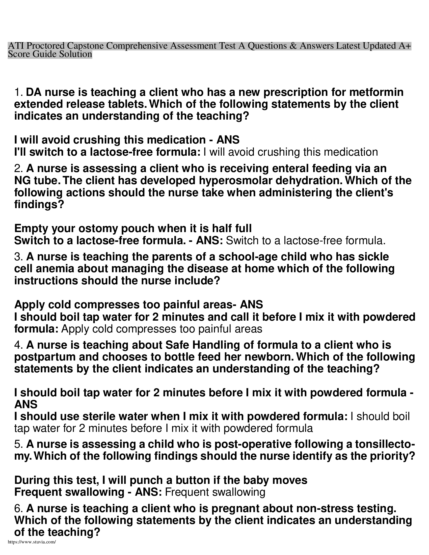 ATI Community Health Nursing Proctored Focus Latest Updated A+ Score Guide