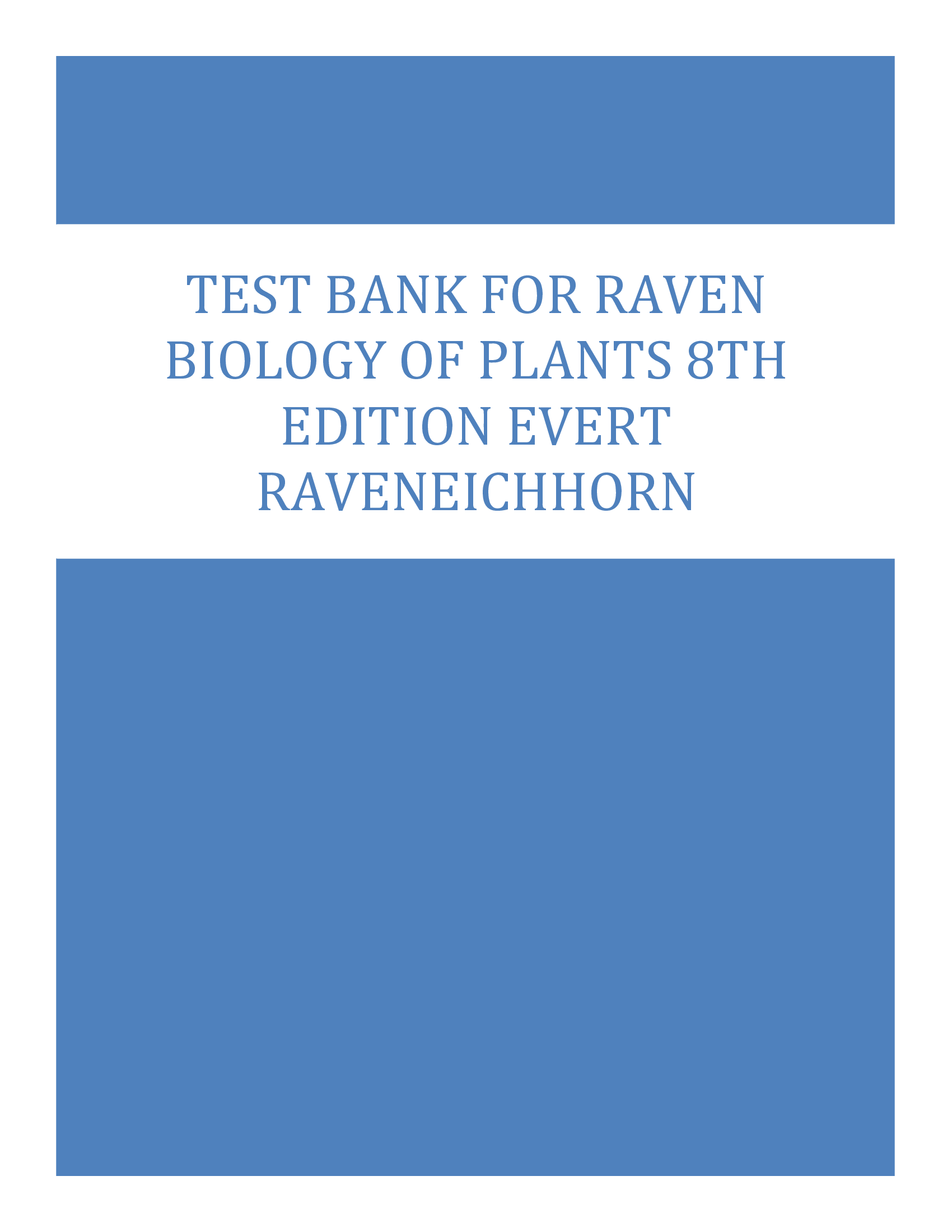 Test Bank for Raven Biology of Plants 8th Edition Evert Raven Eichhorn