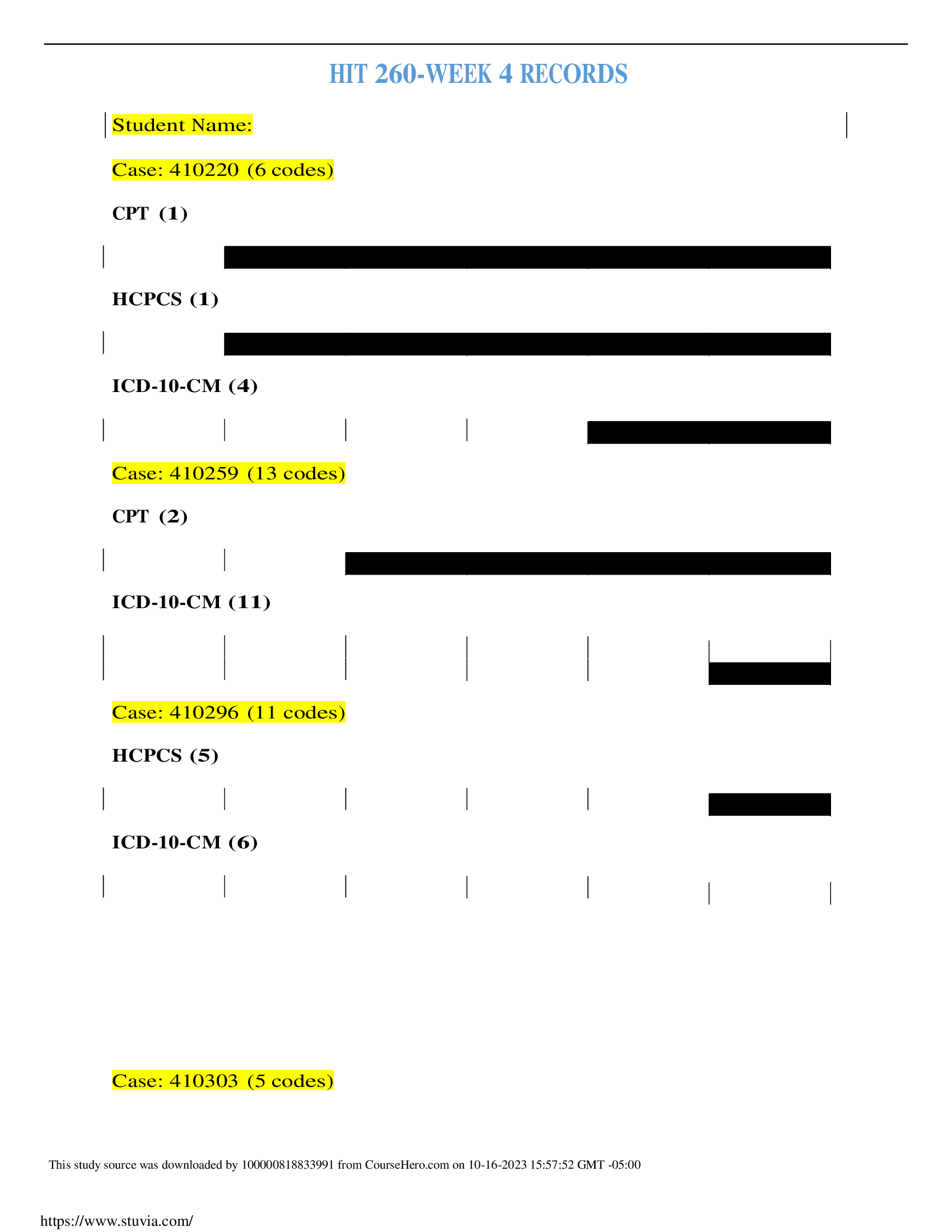 DeVry-HIT 260 Week 4 Student Answer Sheet 2023