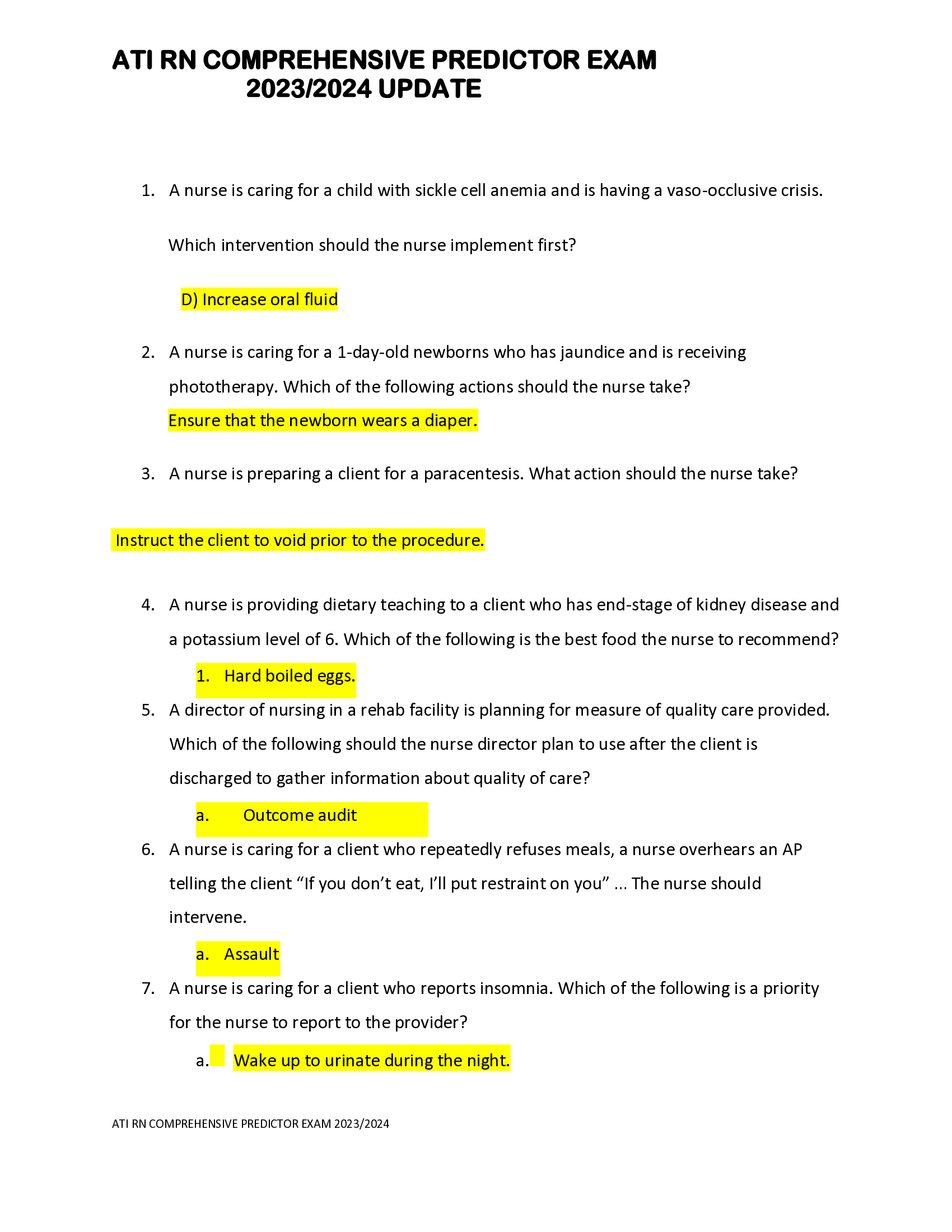 ATI RN Comprehensive Predictor Exam 2026