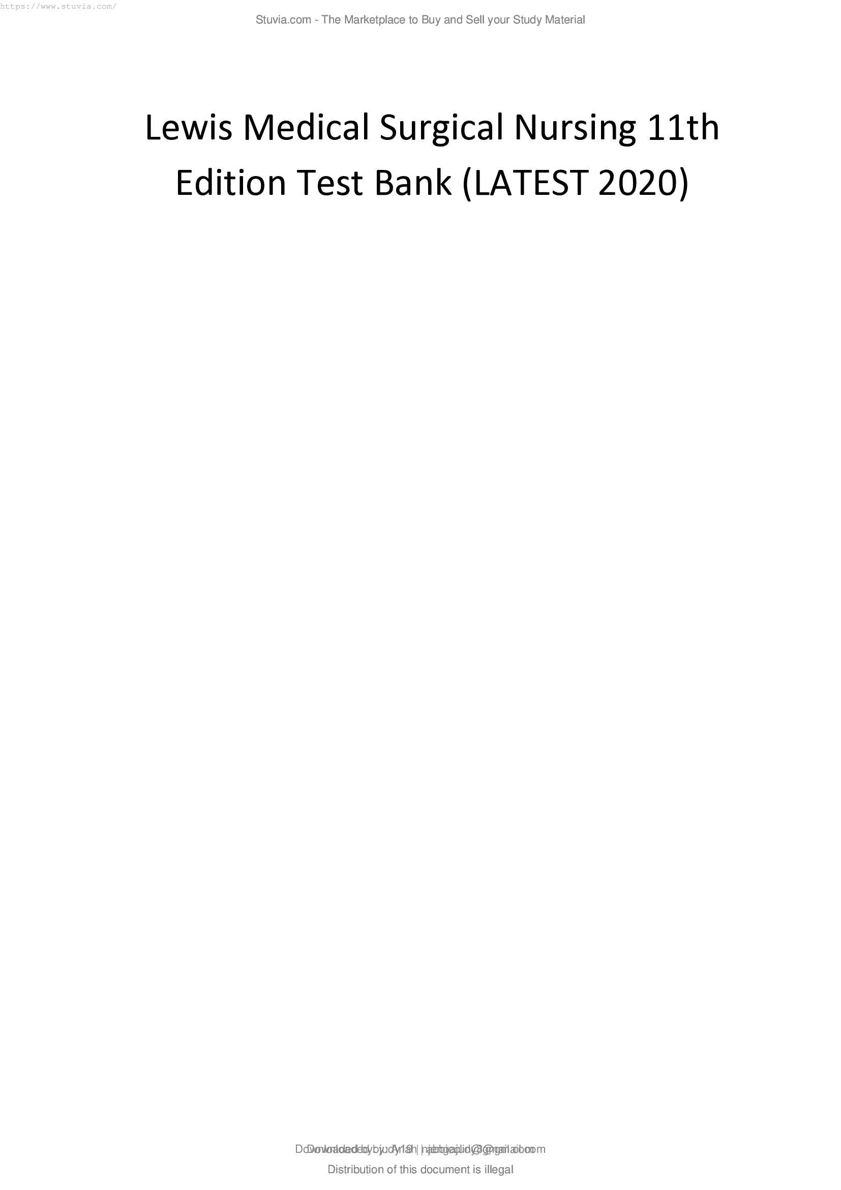 Lewis Medical Surgical Nursing 11th Edition Test Bank Latest Update
