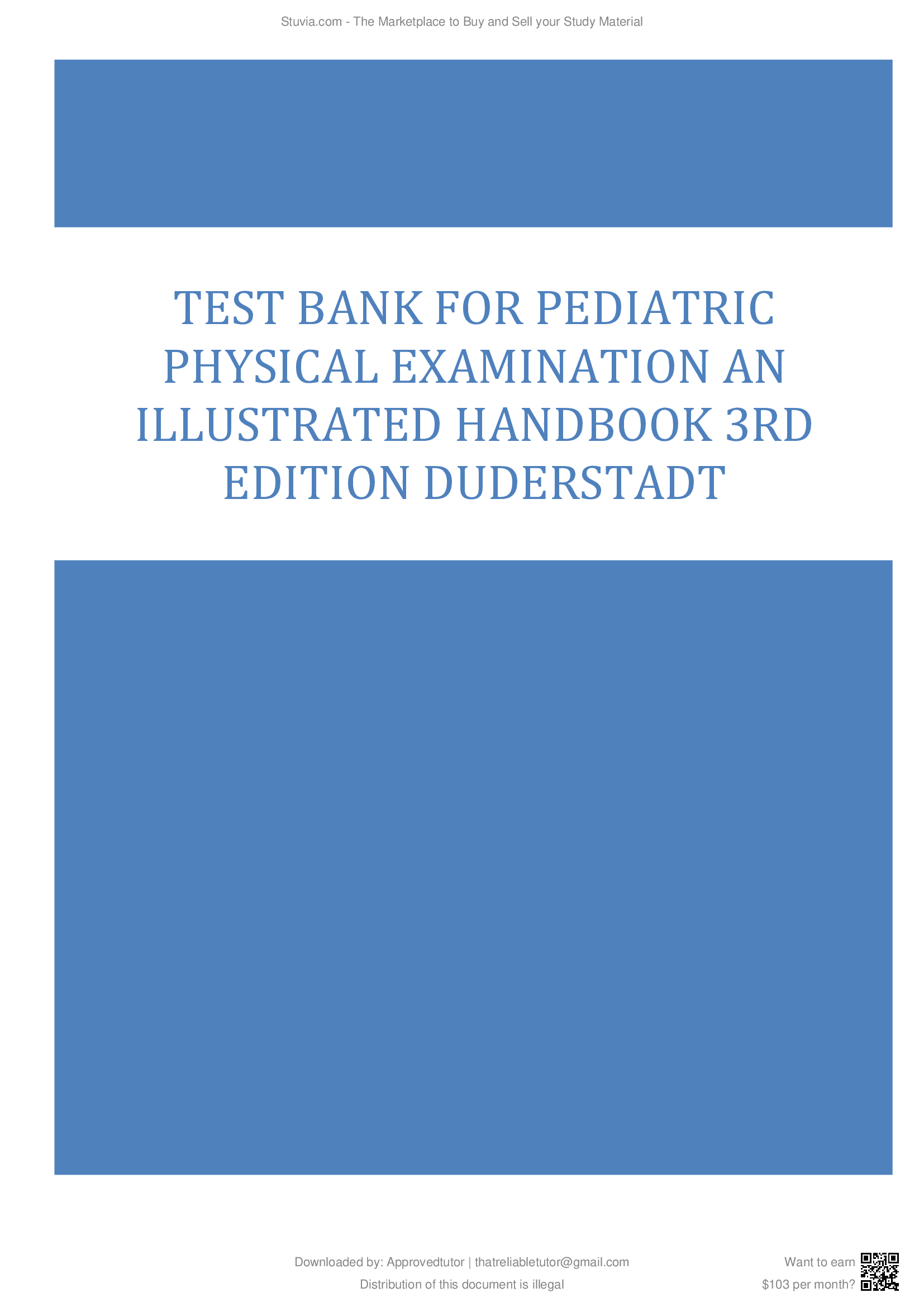 Test Bank For Pediatric Physical Examination An Illustrated Handbook 3rd Edition Duderstadt