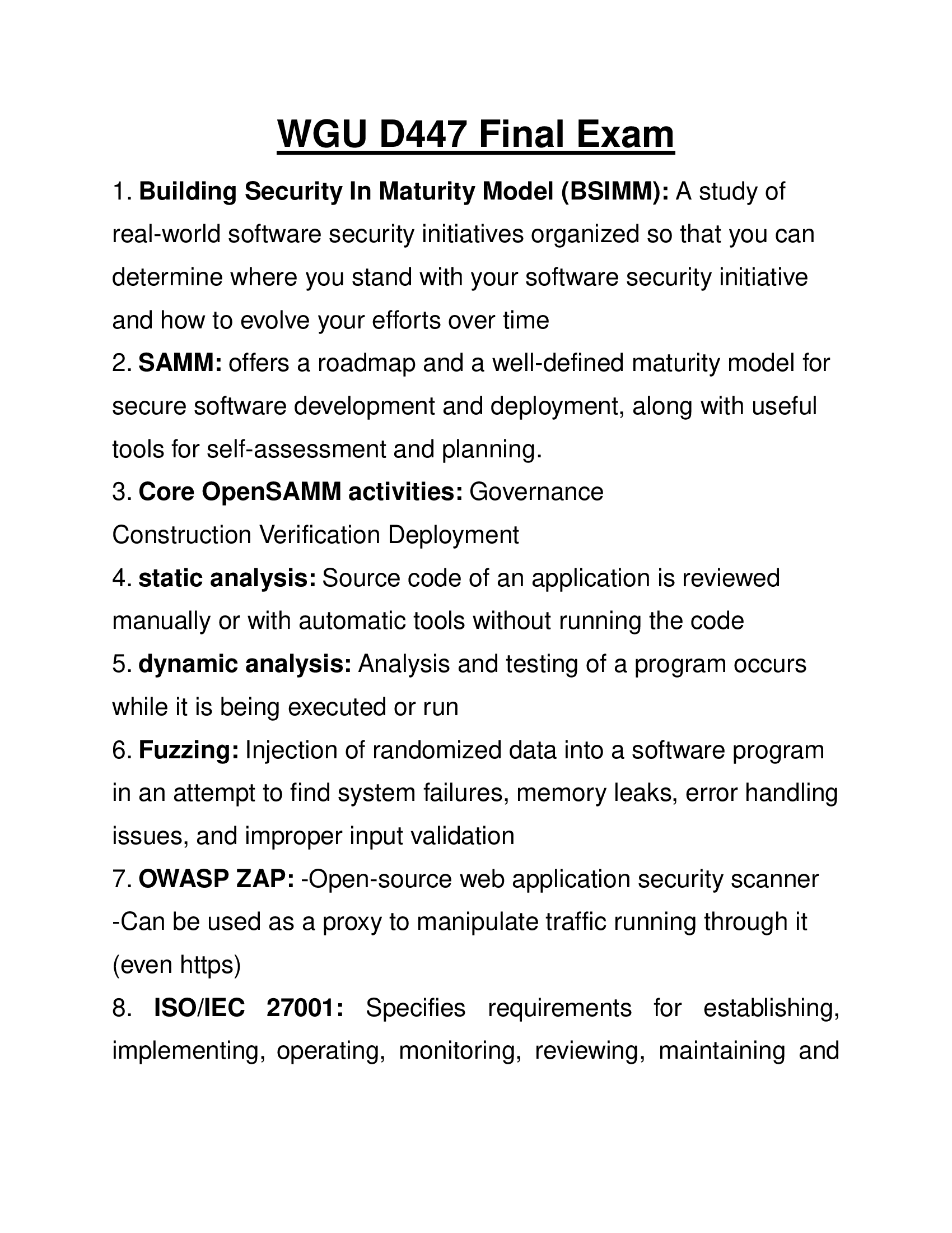 WGU D447 Final Exam 2024