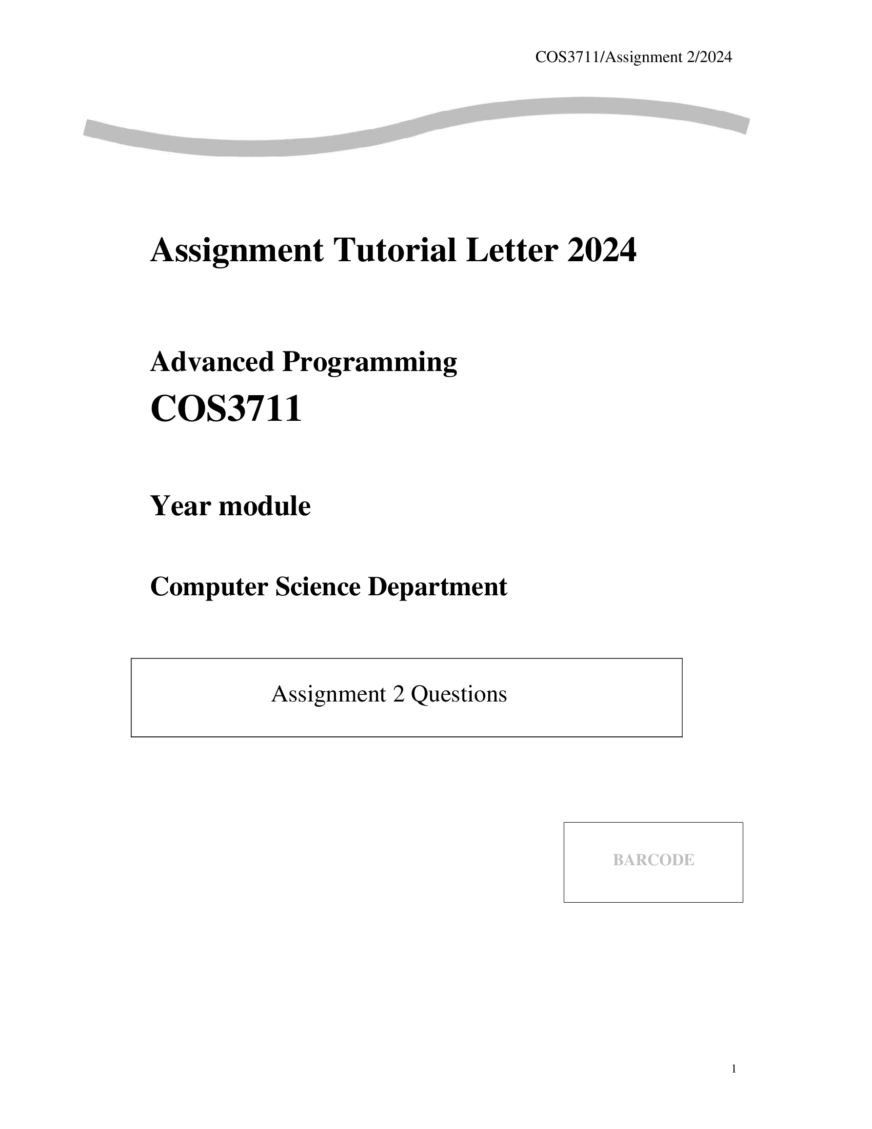 COS3711 Assignment 2 Questions and Answers 2024