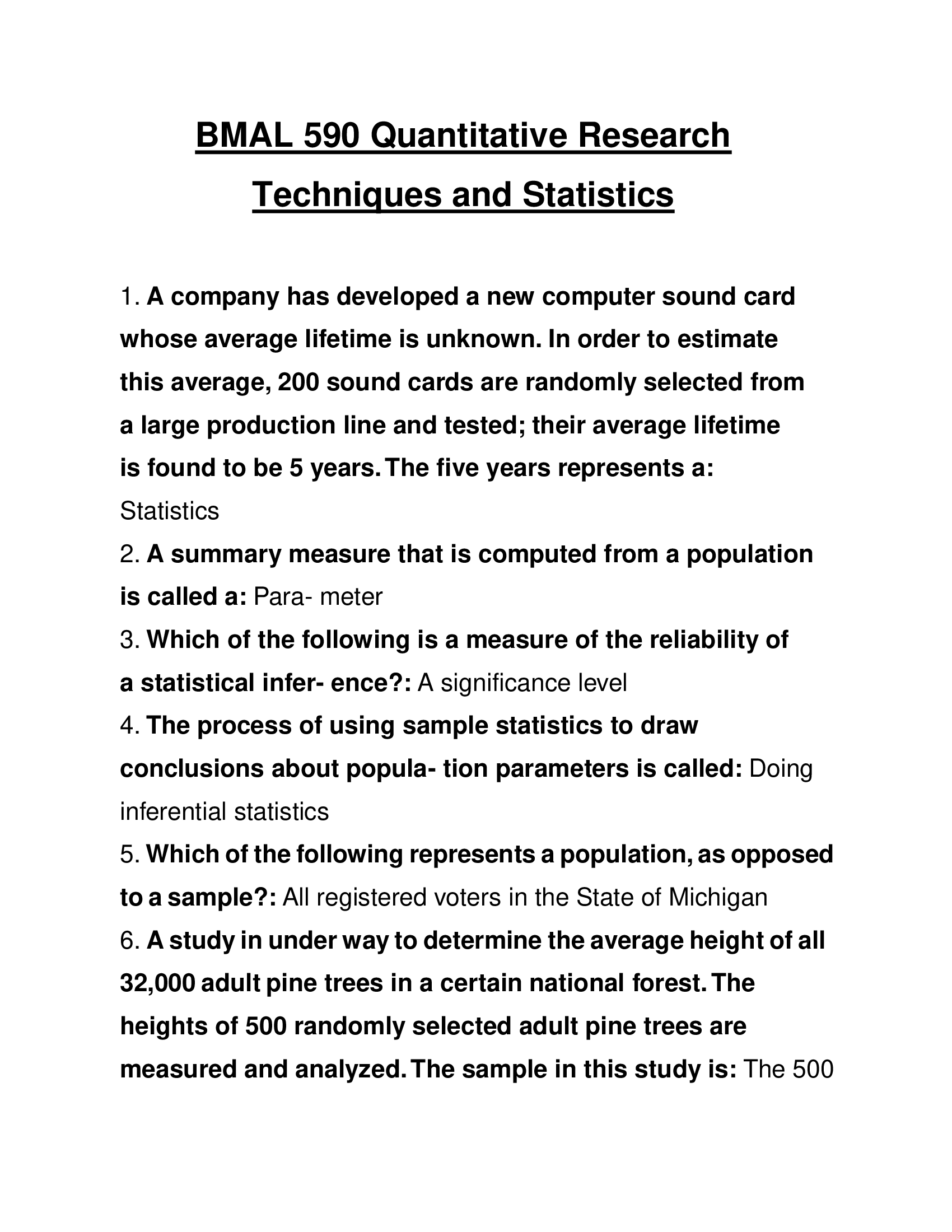 BMAL 590 Quantitative Research Techniques and Statistics 2023
