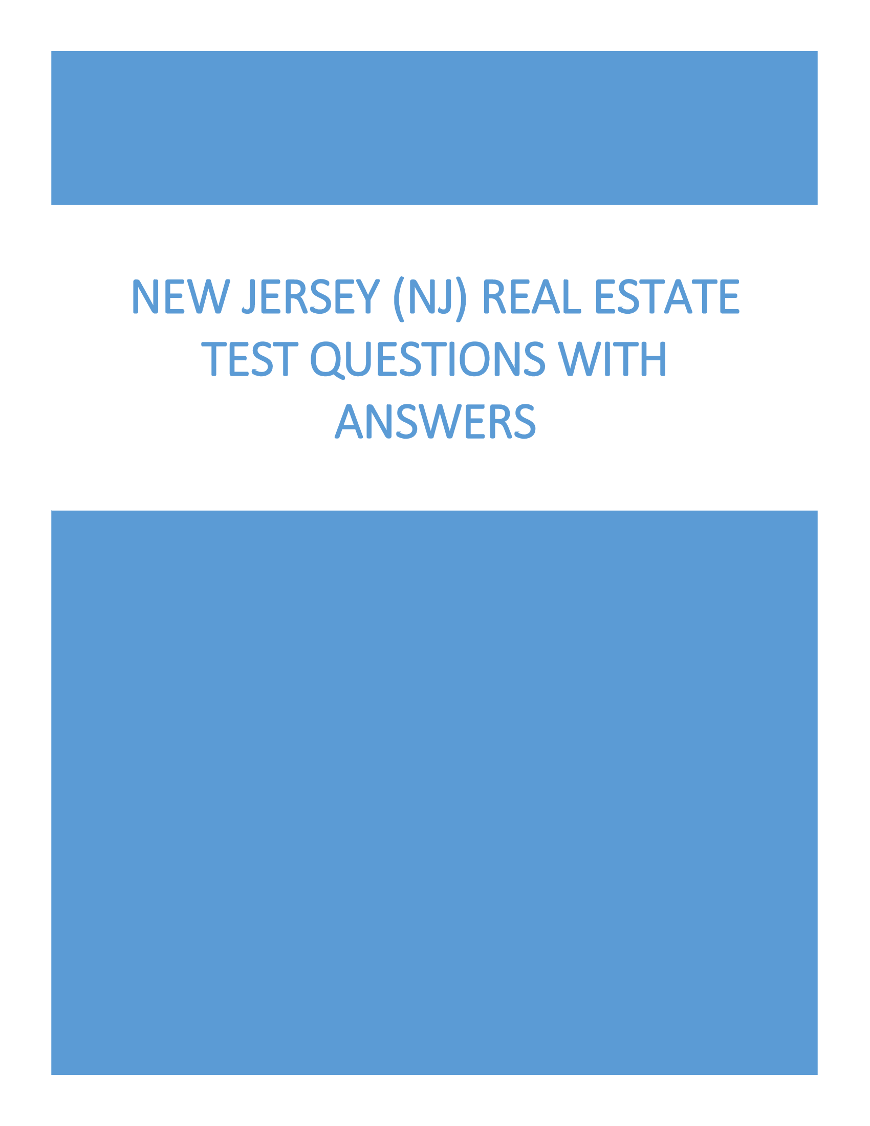 NEW JERSEY (NJ) Real Estate Test Questions with Answers 2023
