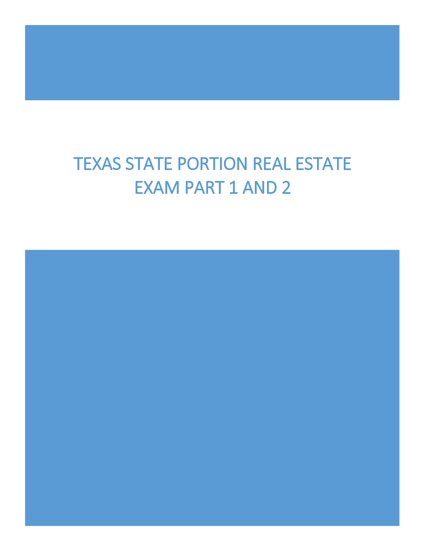 Texas State Portion Real Estate Exam Part 1 and 2 Questions and Answers 2023