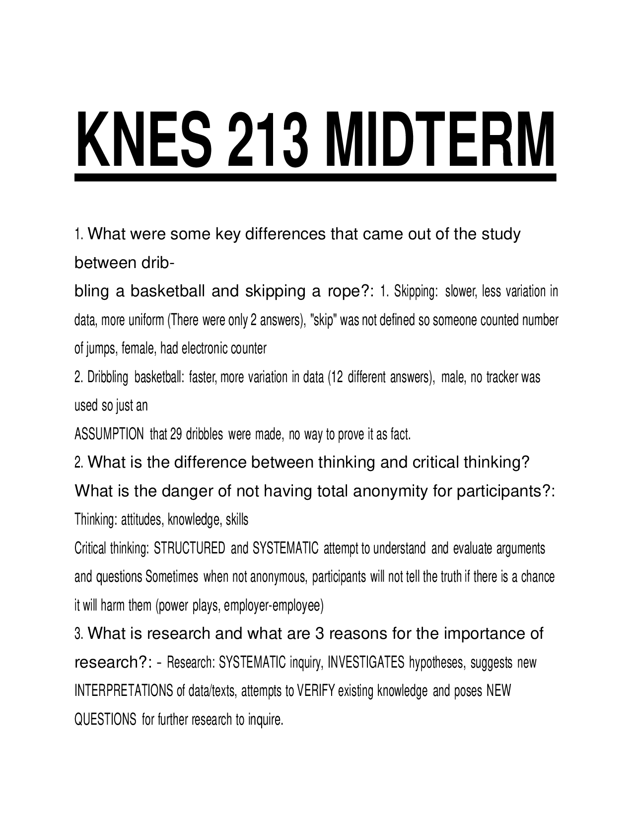 KNES 213 Midterm Exam Questions and Answers 2026