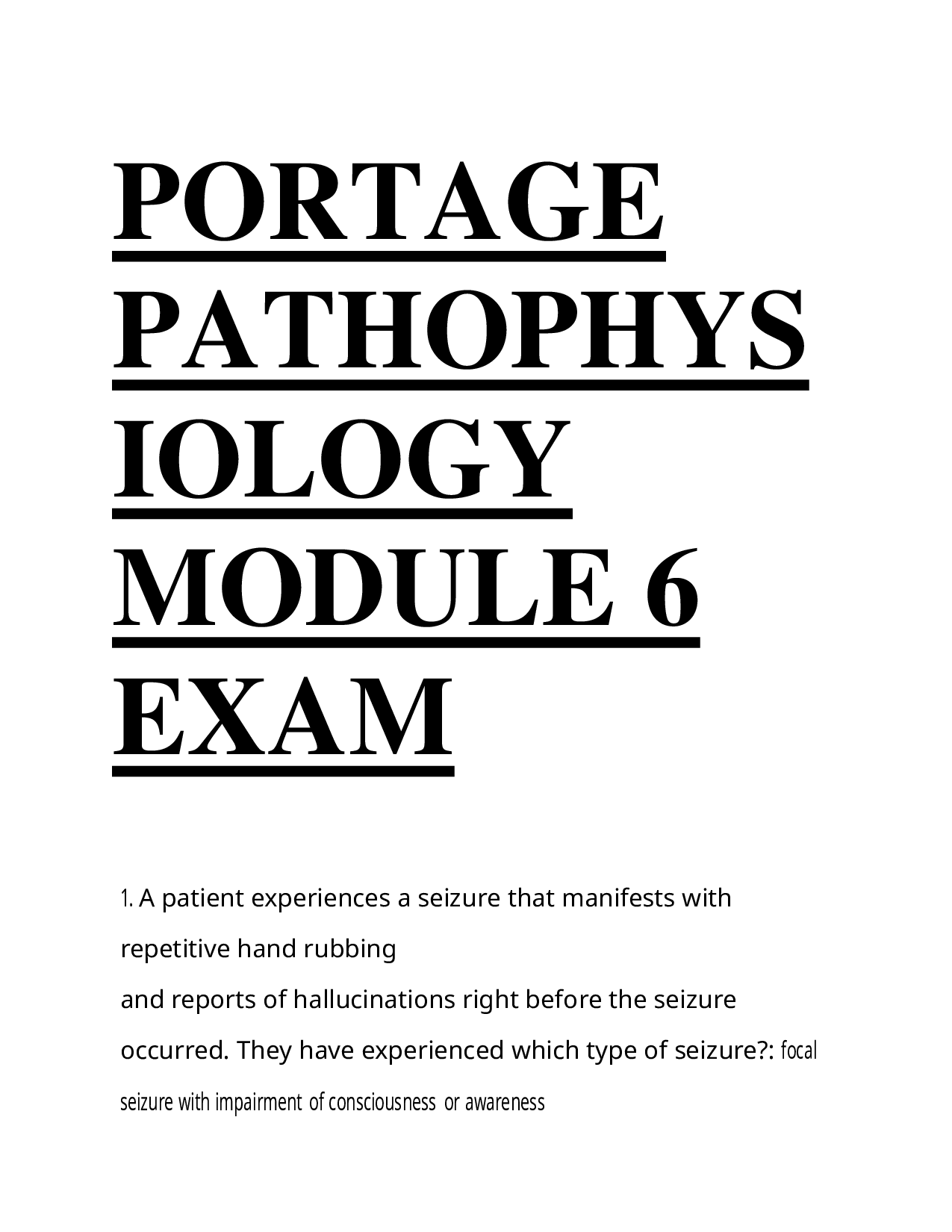 2026 Exam Portage Pathophysiology MODULE 6 Questions and Answers