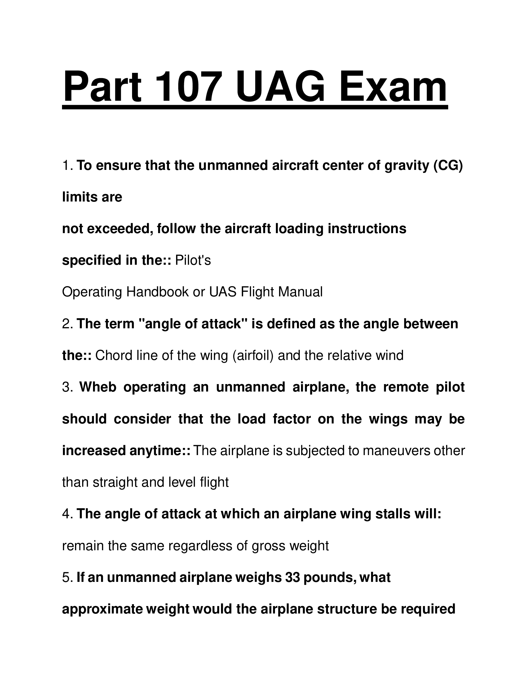 Part 107 UAG Exam (FAA) – Full Question Bank and Topic Breakdown (USA, 2026)