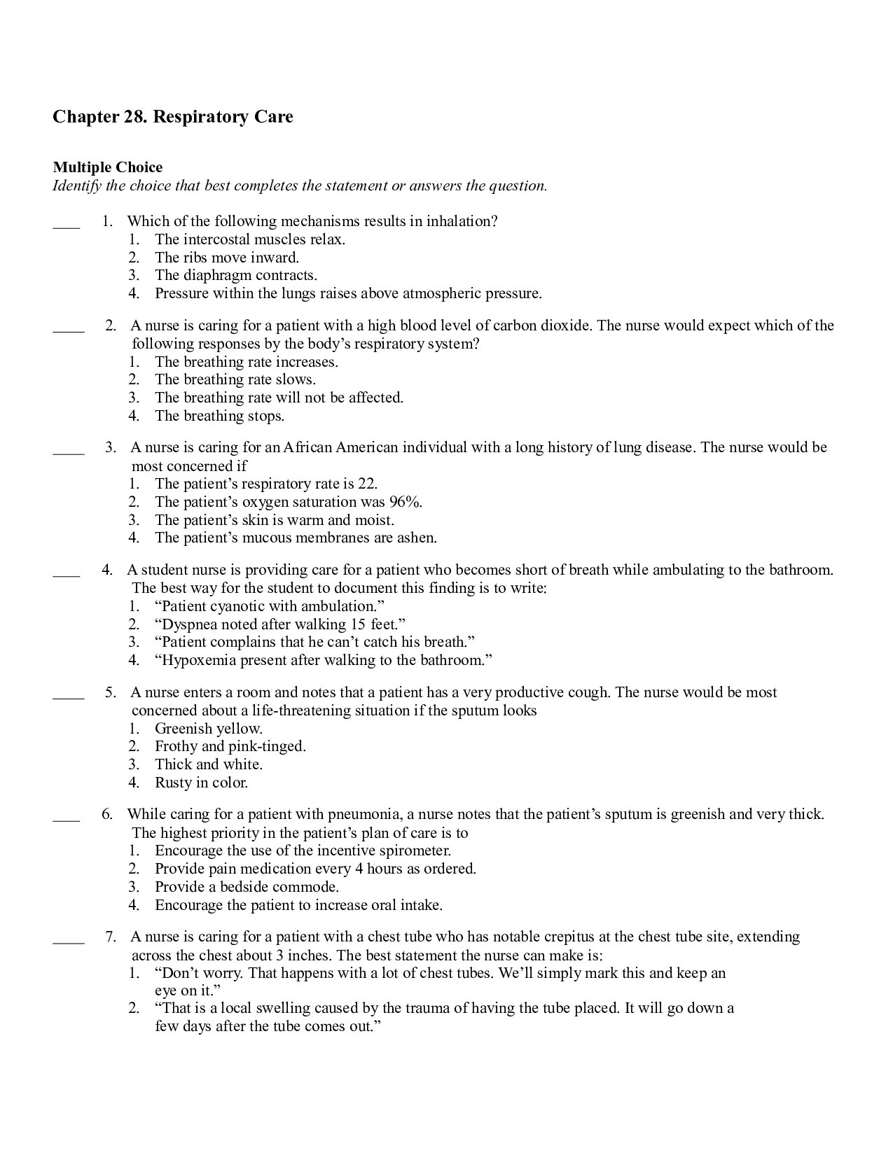Chapter 28. Respiratory Care