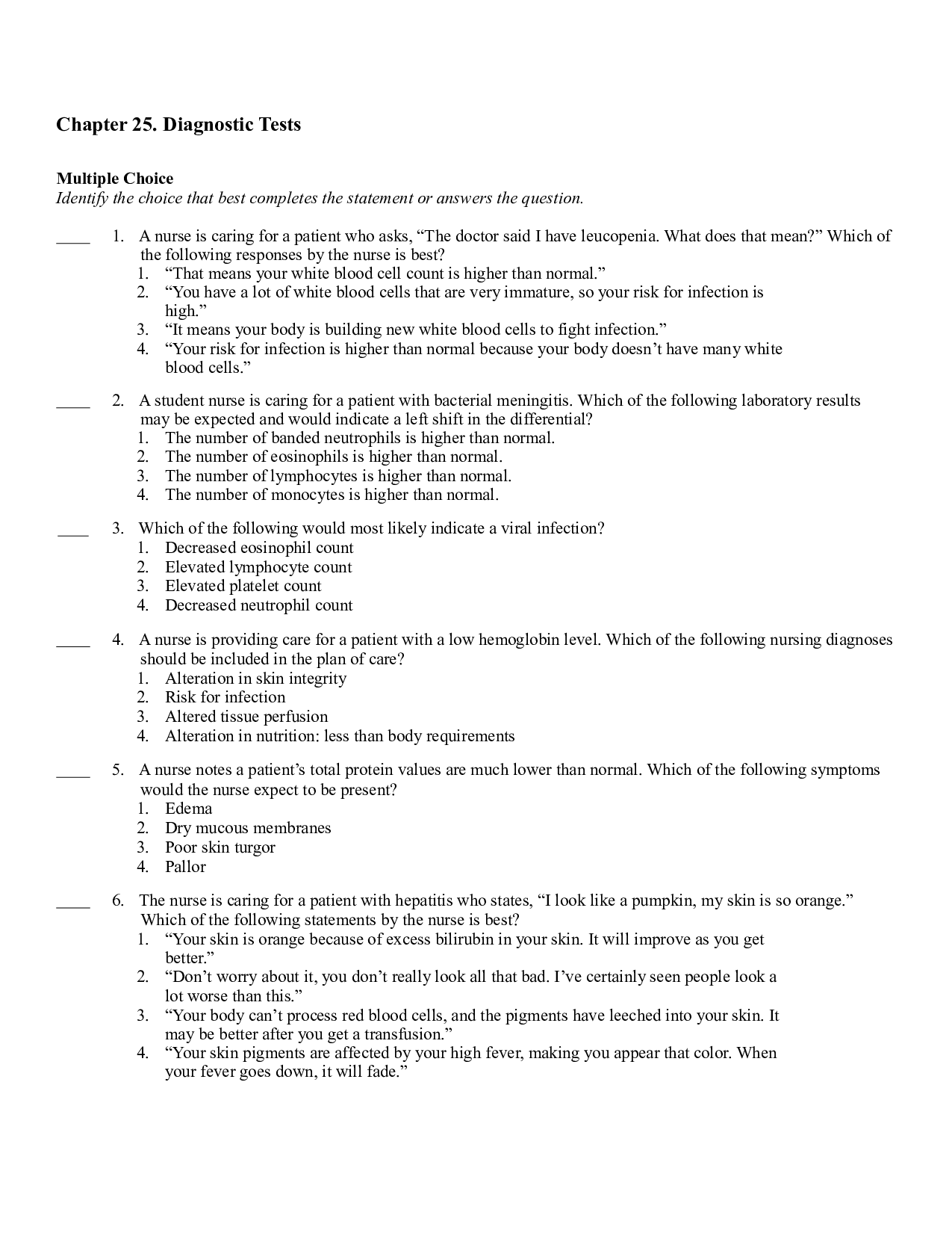 Chapter 25. Diagnostic Tests