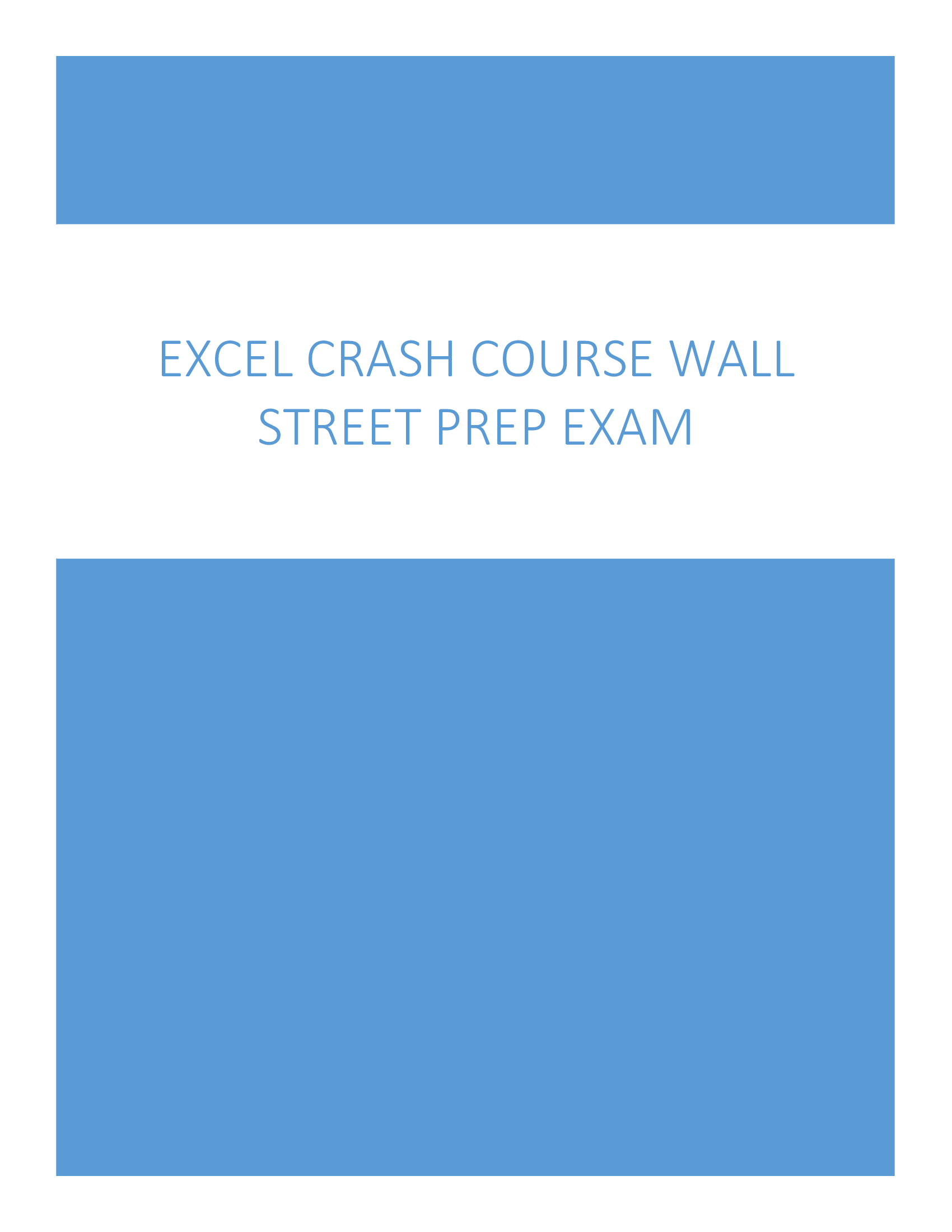 2024 Excel Crash Course Wall Street Prep Exam