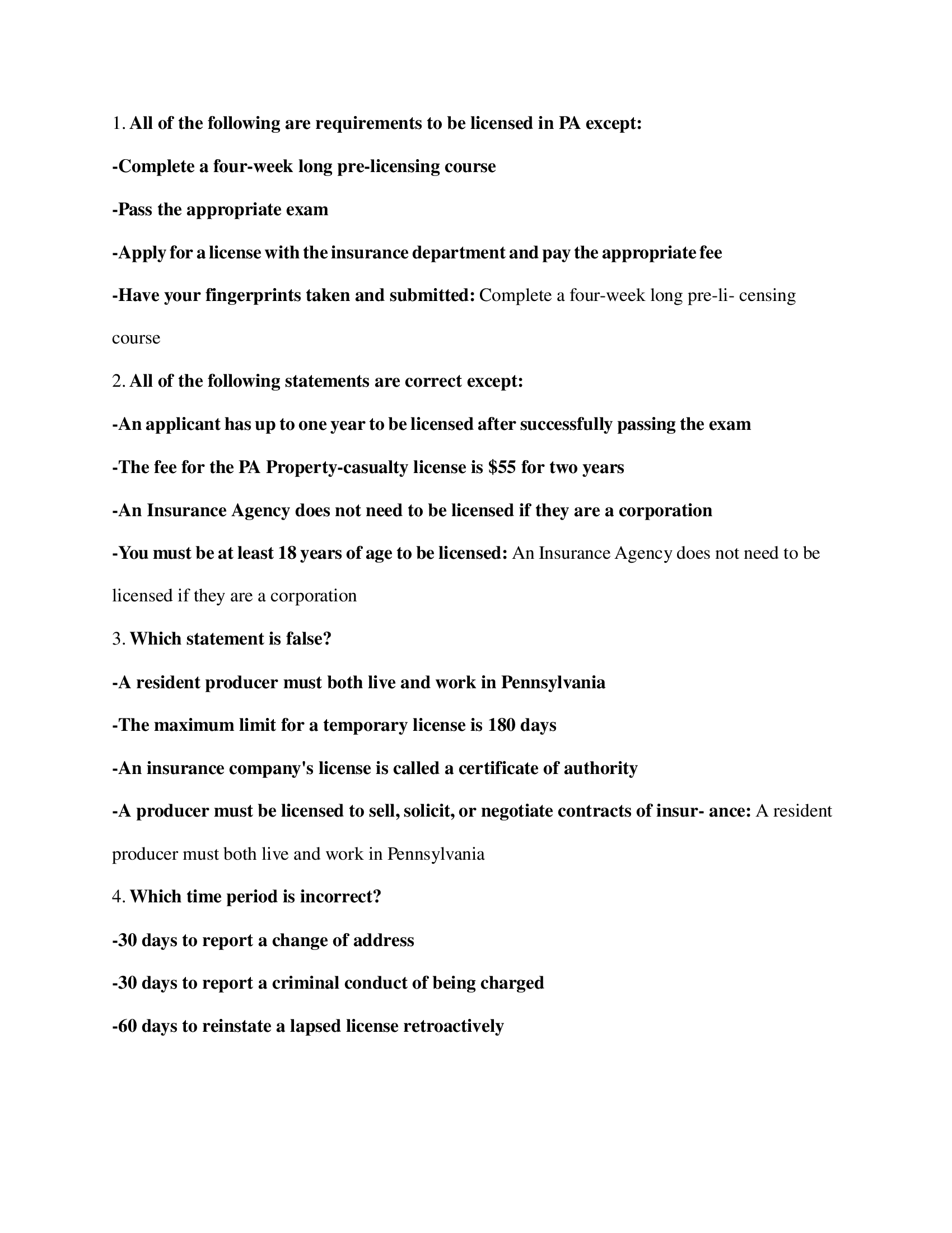 Property and Casualty PA Final Exam Questions and Answers 2024