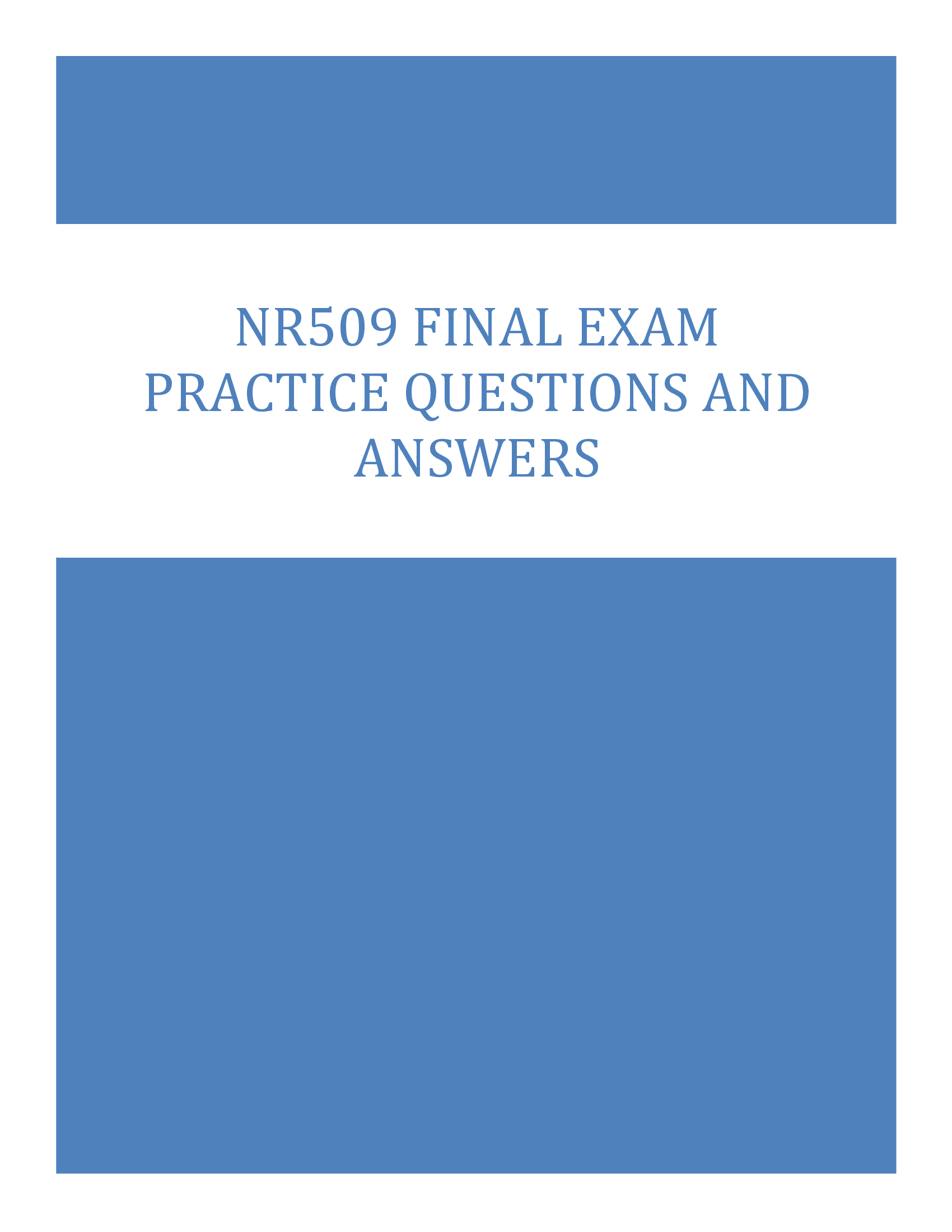 NR509 Final Exam Practice Questions and Answers, NR 509 2024