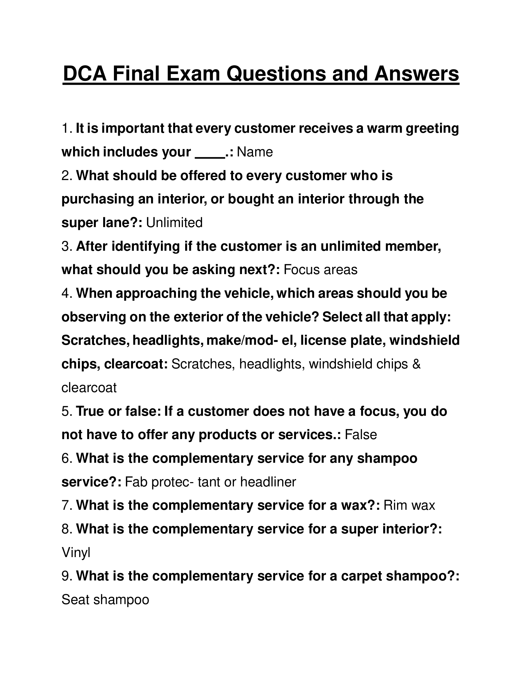 DCA Final Exam Questions and Answers