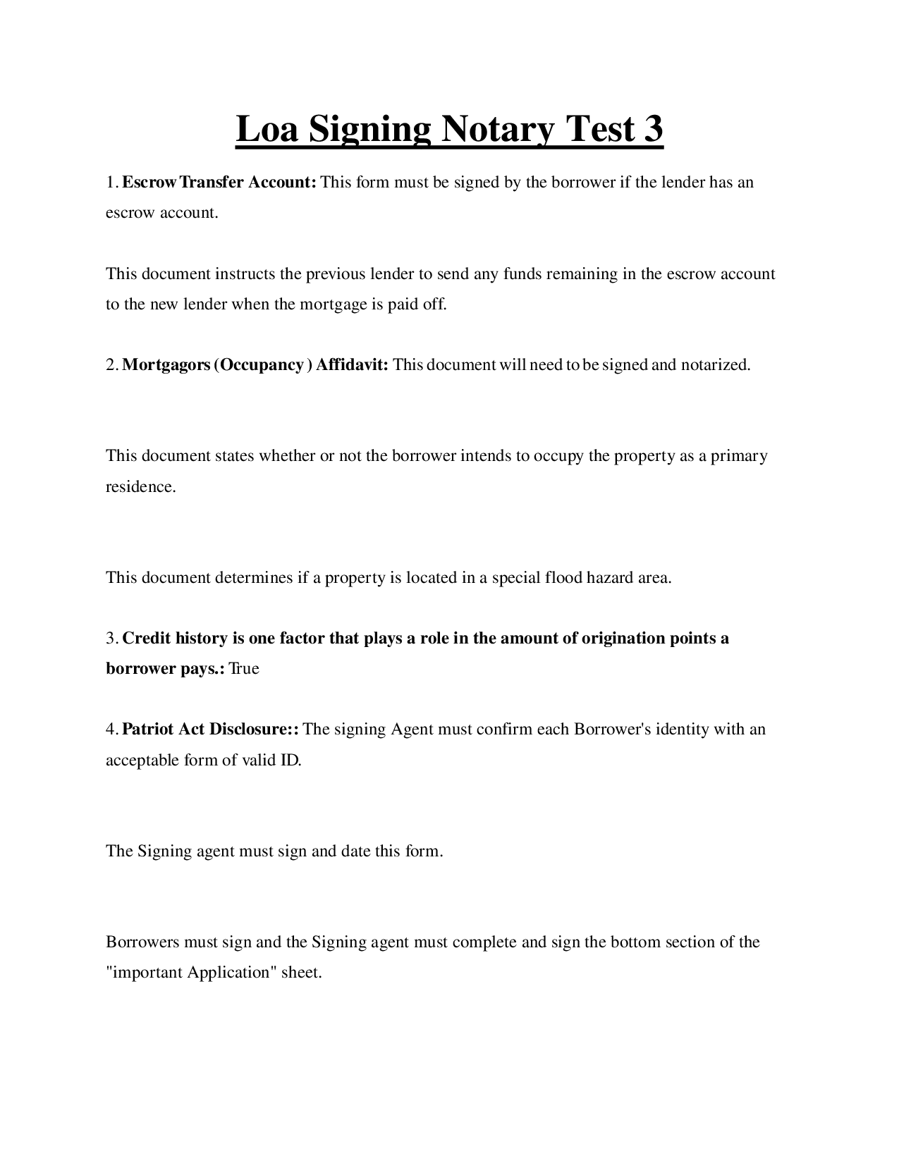 【GRADED A+】Loa Notary Signing Agent (NSA) Test 3, HUD-1 Replacements, Closing Disclosure & TRID Rules Deed of Trust, Occupancy Affidavit & Patriot Act