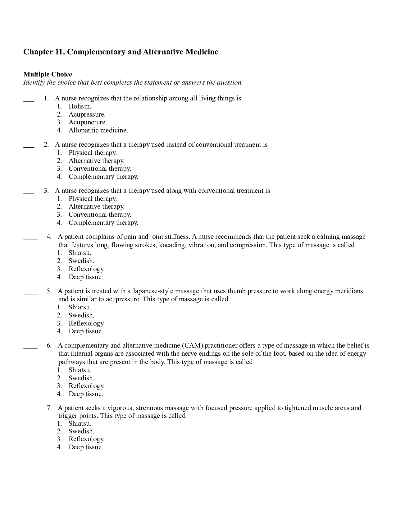 Chapter 11. Complementary and Alternative Medicine