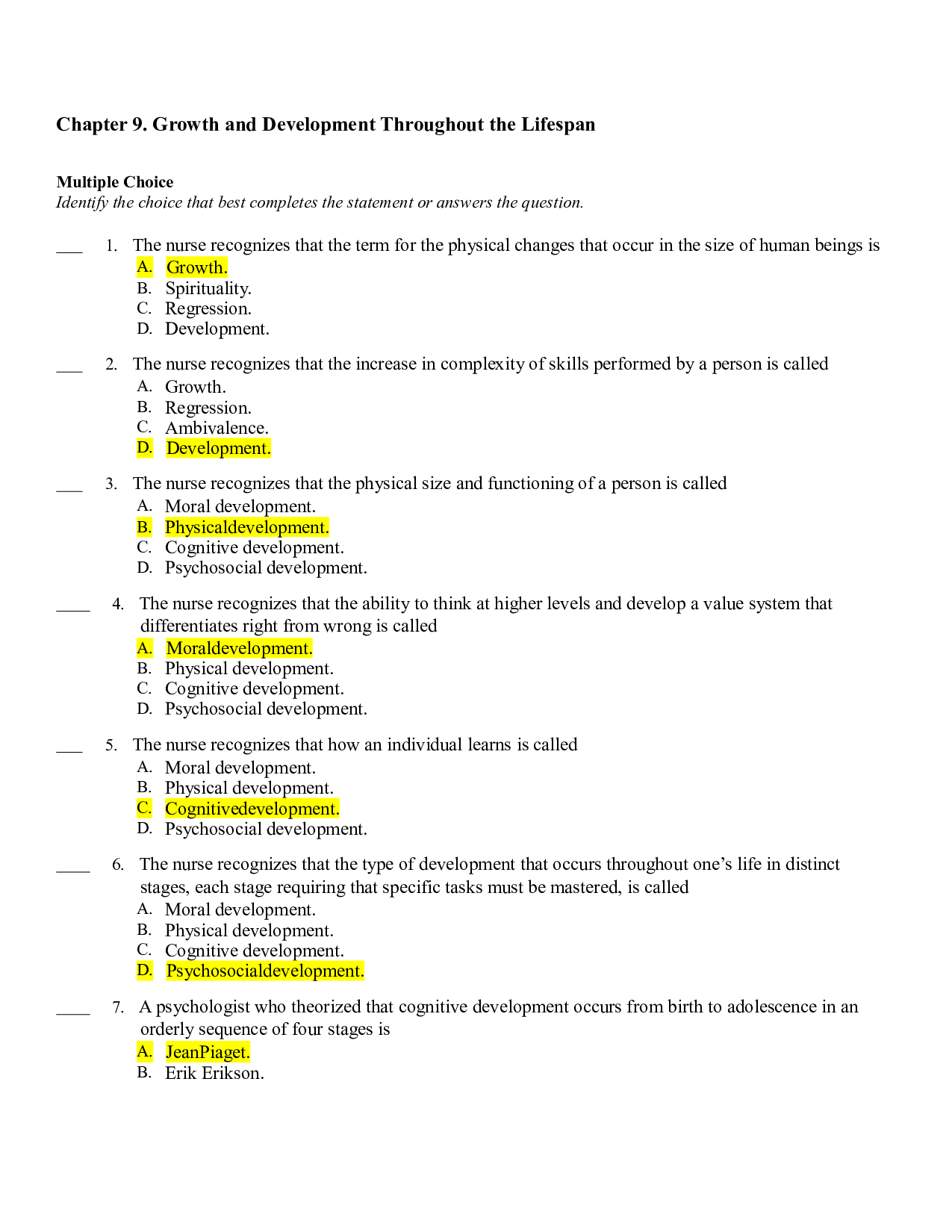 Chapter 9. Growth and Development Throughout the Lifespan