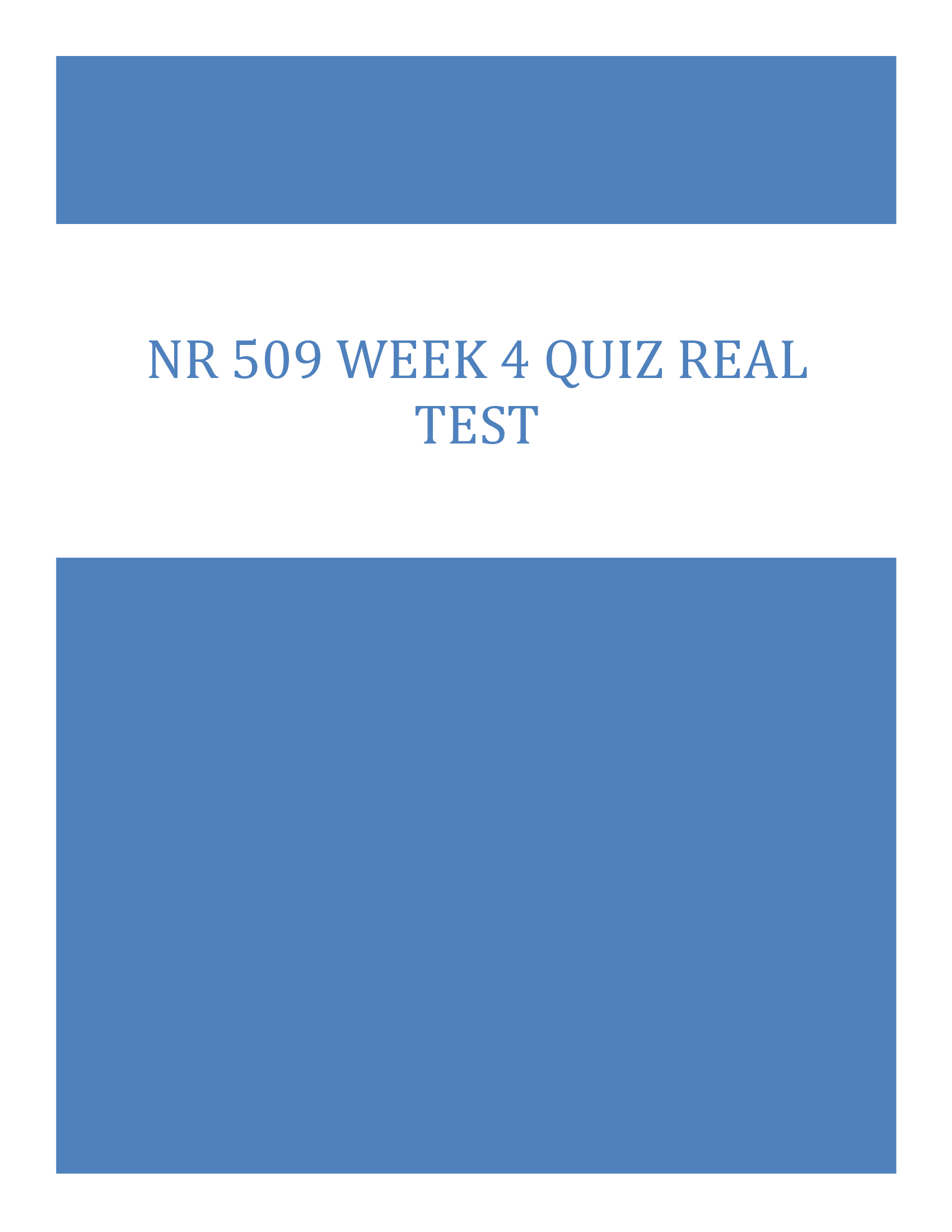 NR 509 Week 4 Quiz 2026 Real Test