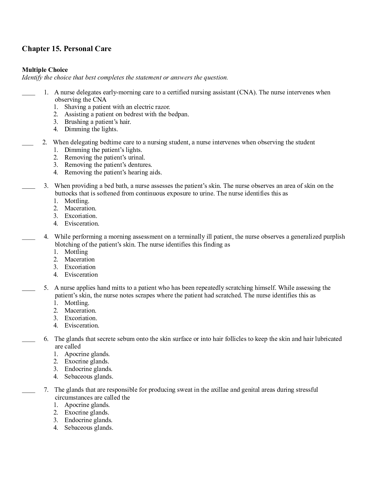 Chapter 15. Personal Care